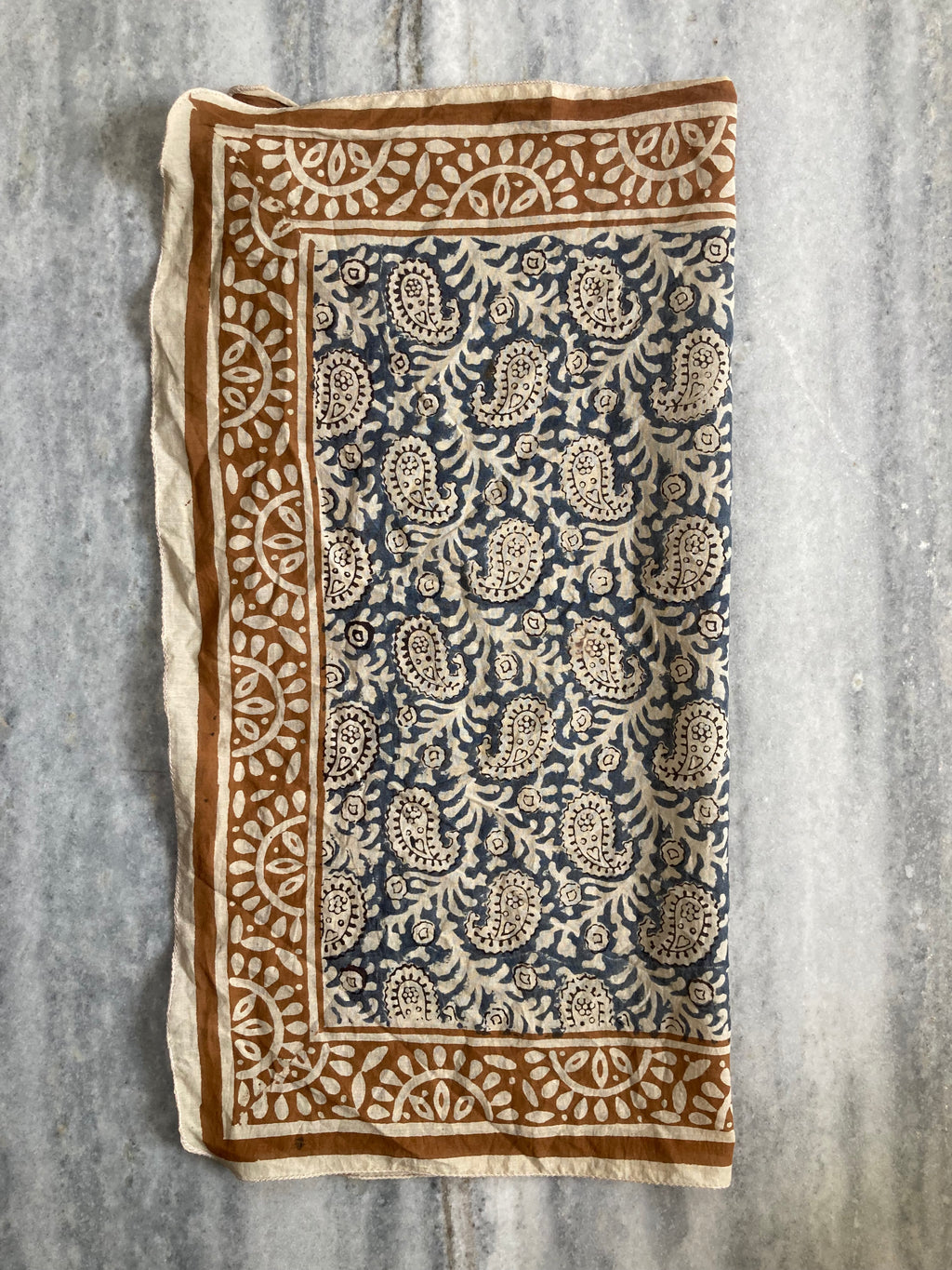 Hand Block Printed Cotton Bandana: Natural Dye Neckerchief - Made in India