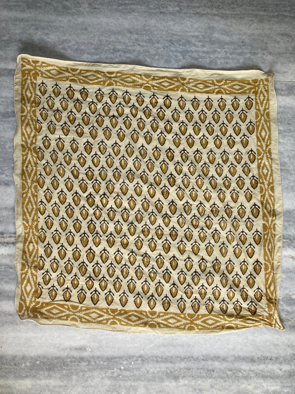 Hand Block Printed Cotton Bandana: Natural Dye Neckerchief - Made in India