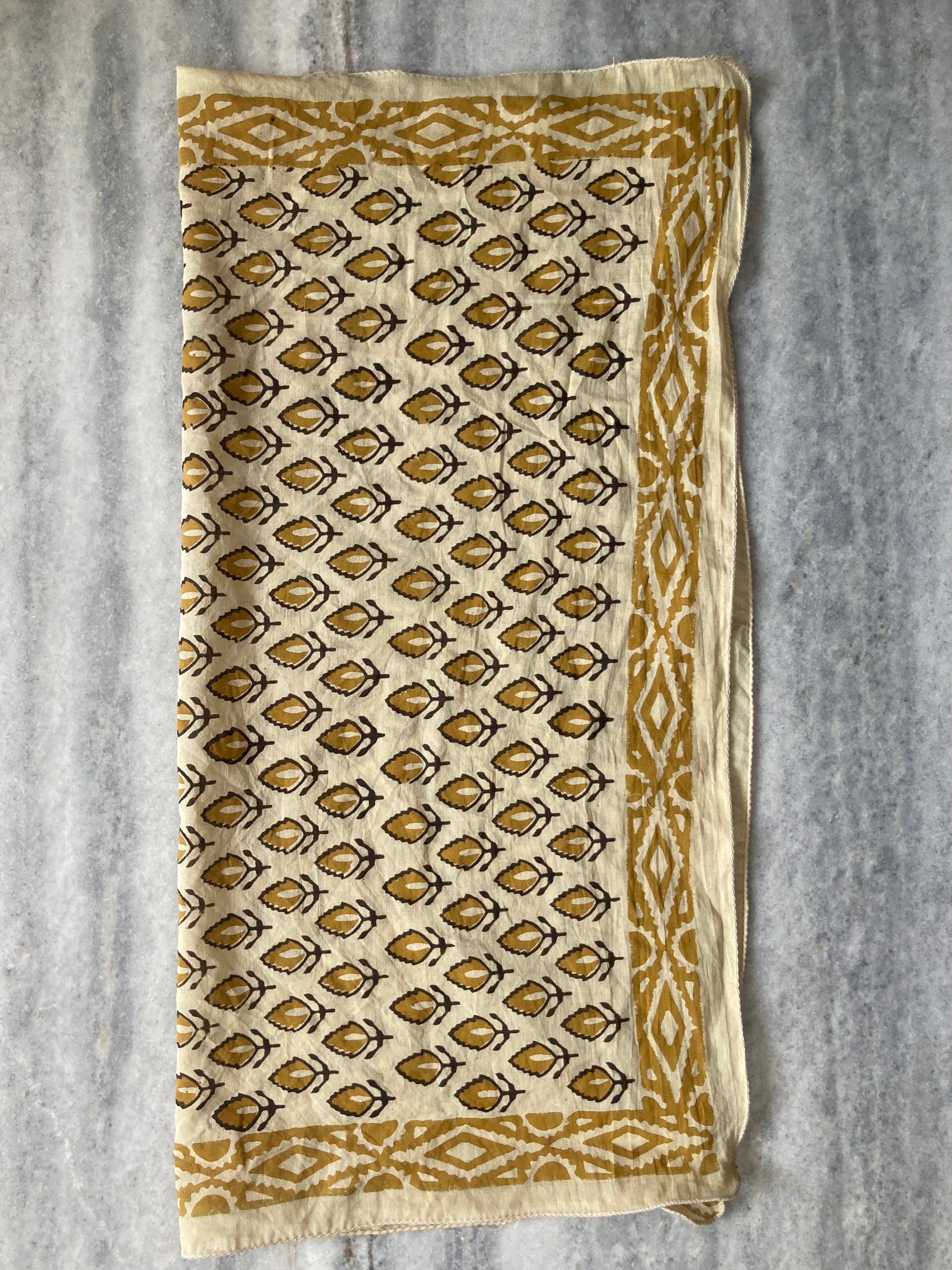 Hand Block Printed Cotton Bandana: Natural Dye Neckerchief - Made in India