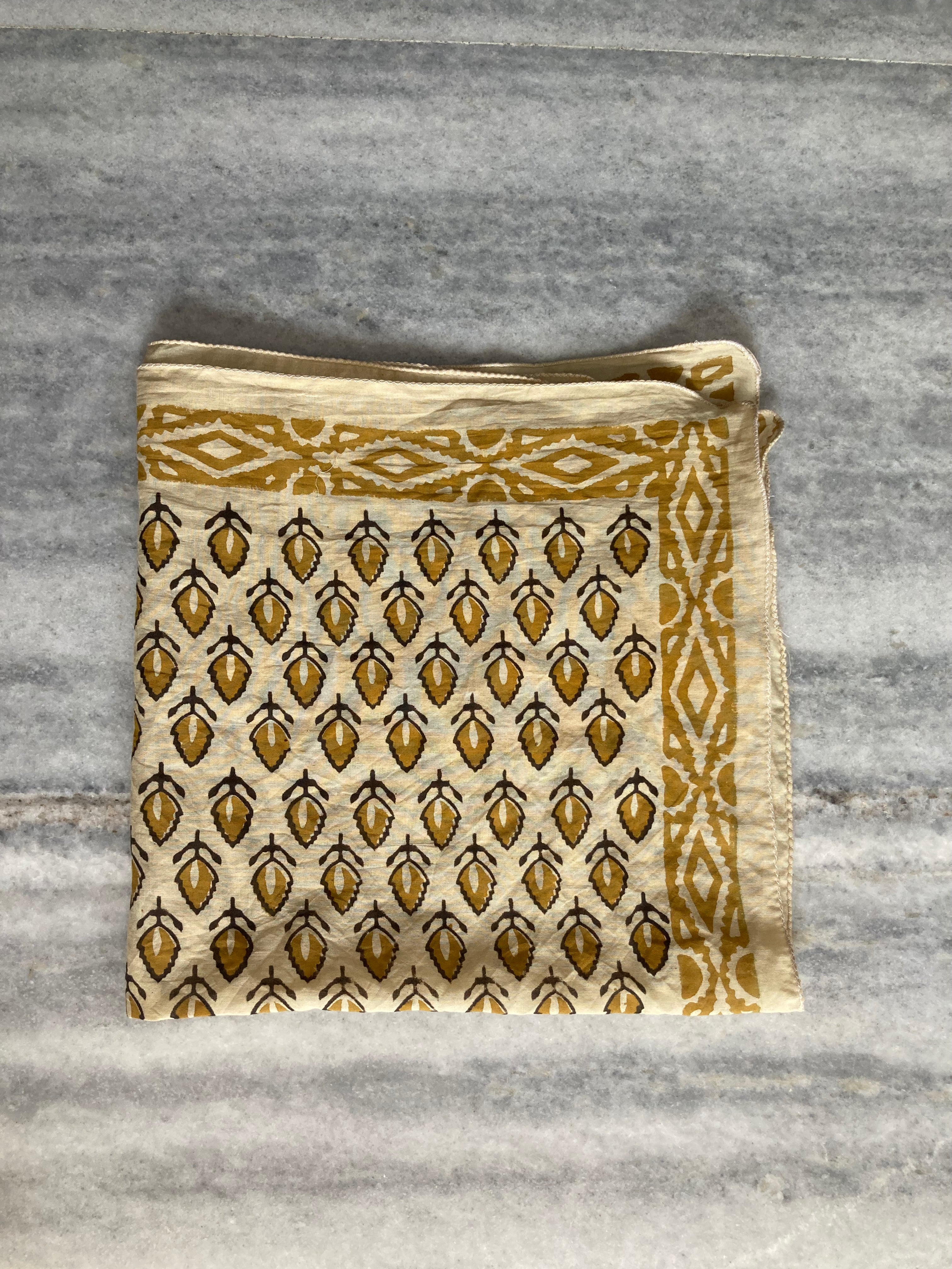 Hand Block Printed Cotton Bandana: Natural Dye Neckerchief - Made in India