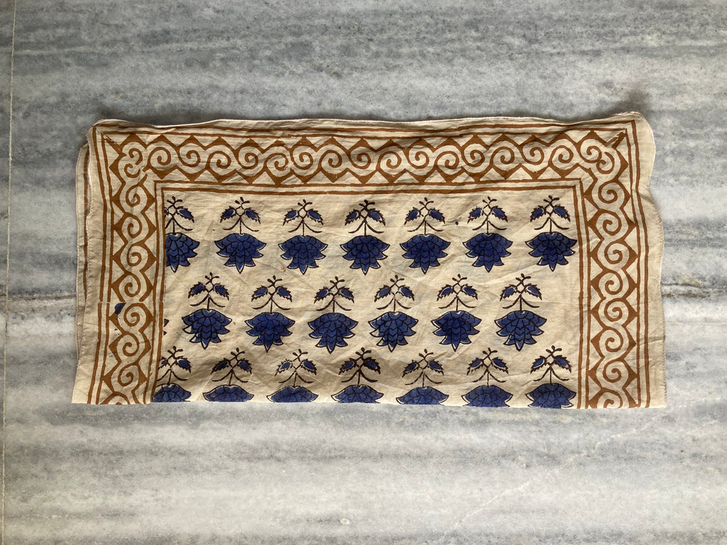 Hand Block Printed Cotton Bandana: Natural Dye Neckerchief - Made in India