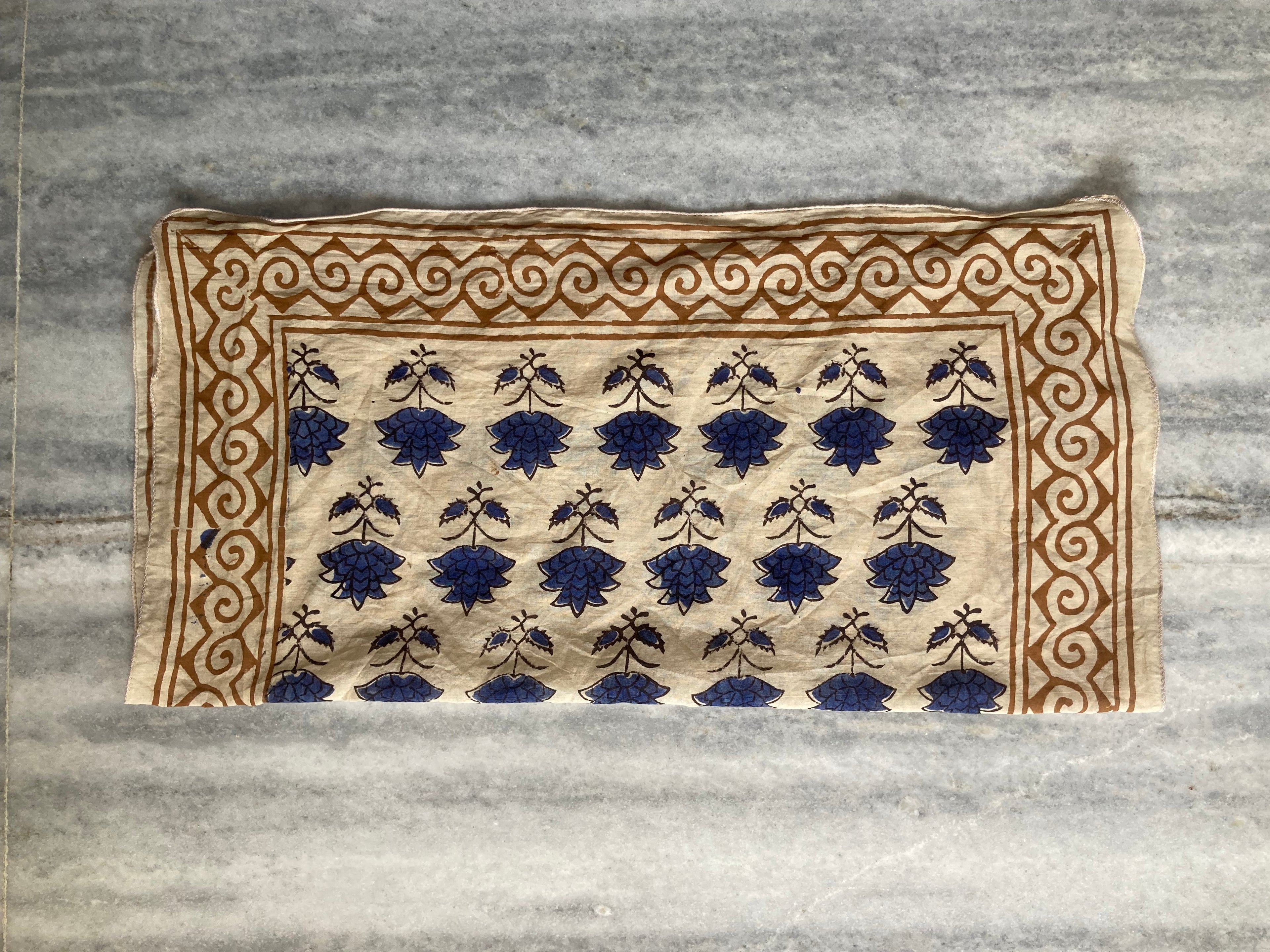 Hand Block Printed Cotton Bandana: Natural Dye Neckerchief - Made in India