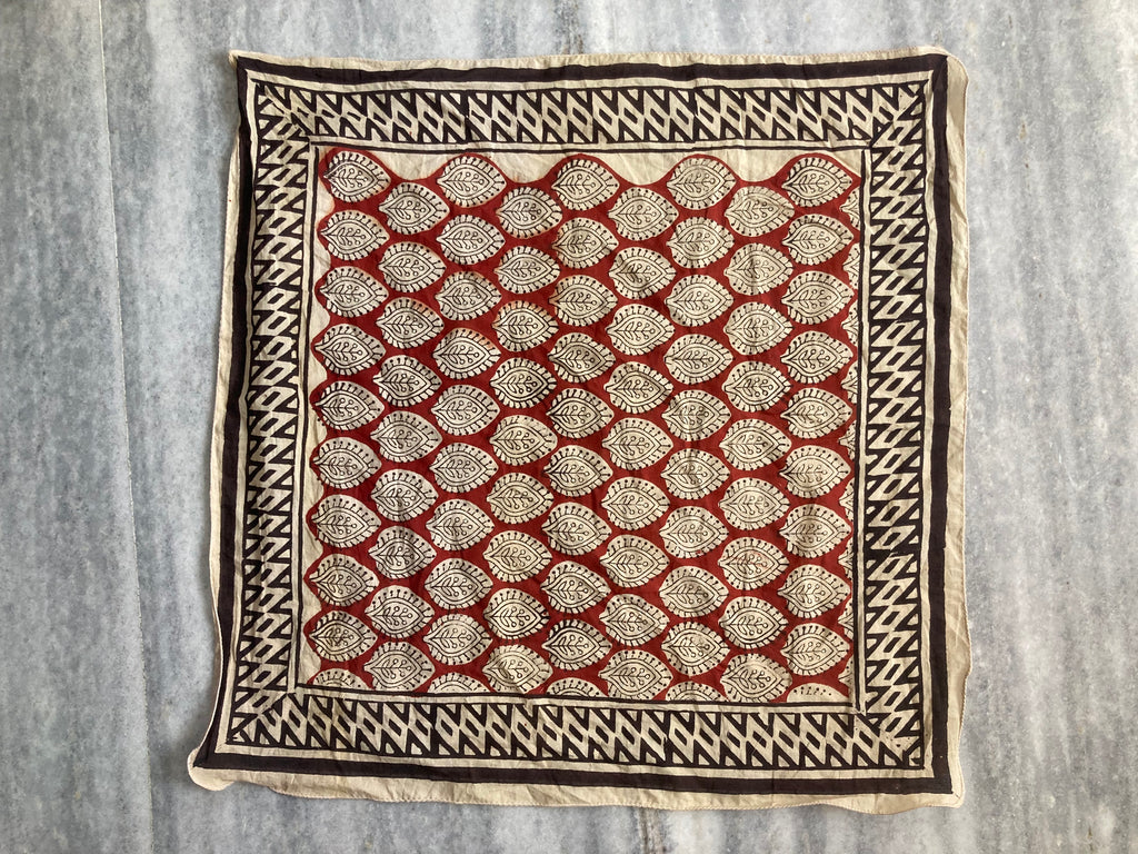 Hand Block Printed Cotton Bandana: Natural Dye Neckerchief - Made in India