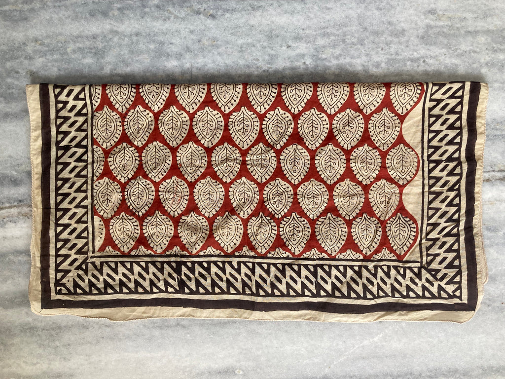 Hand Block Printed Cotton Bandana: Natural Dye Neckerchief - Made in India