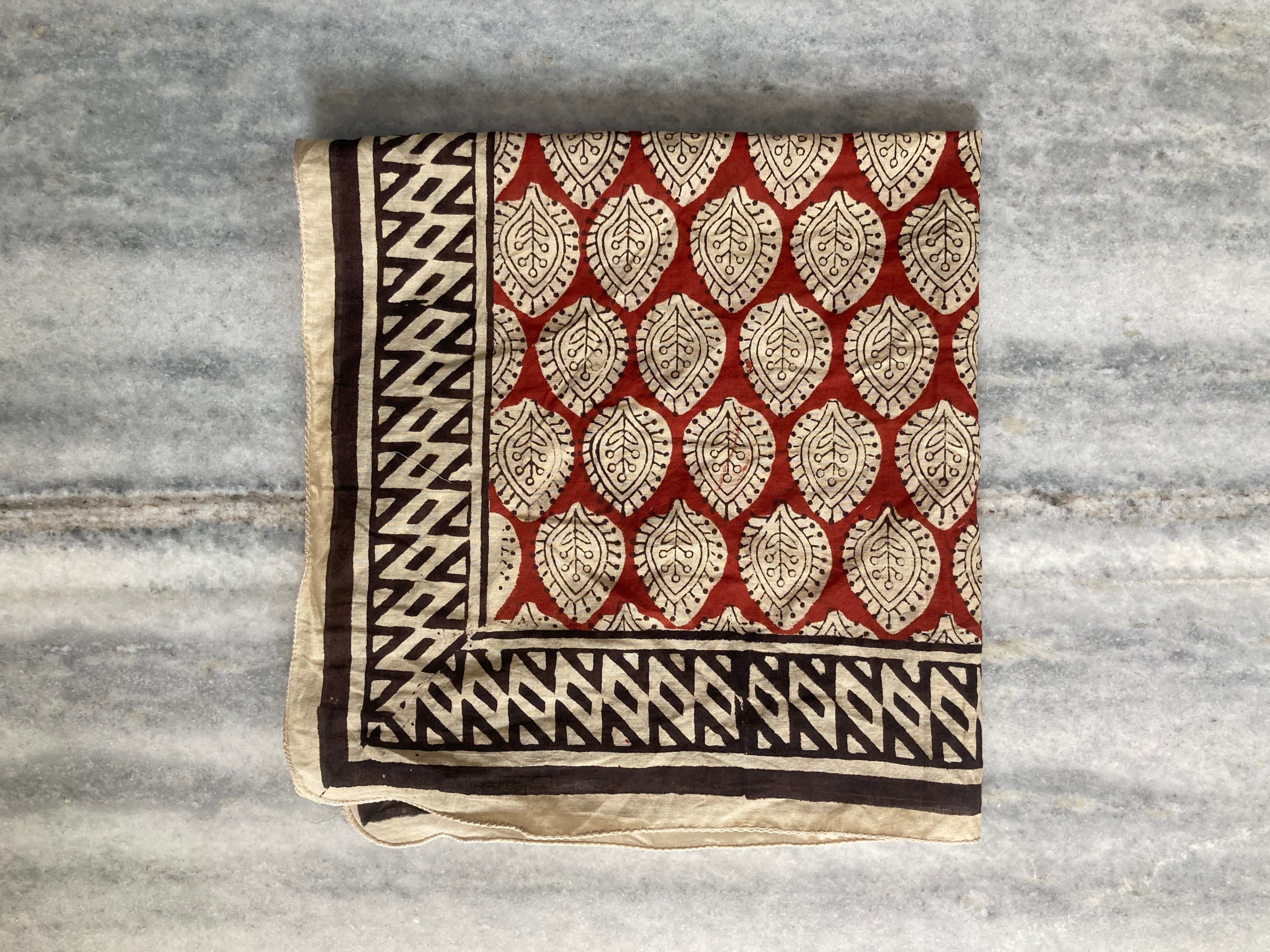Hand Block Printed Cotton Bandana: Natural Dye Neckerchief - Made in India