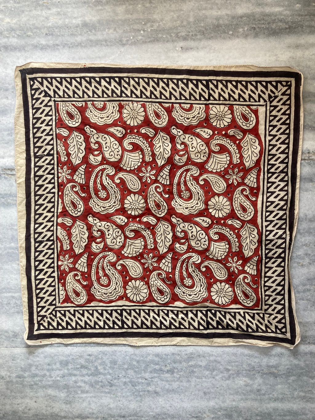 Hand Block Printed Cotton Bandana: Natural Dye Neckerchief - Made in India