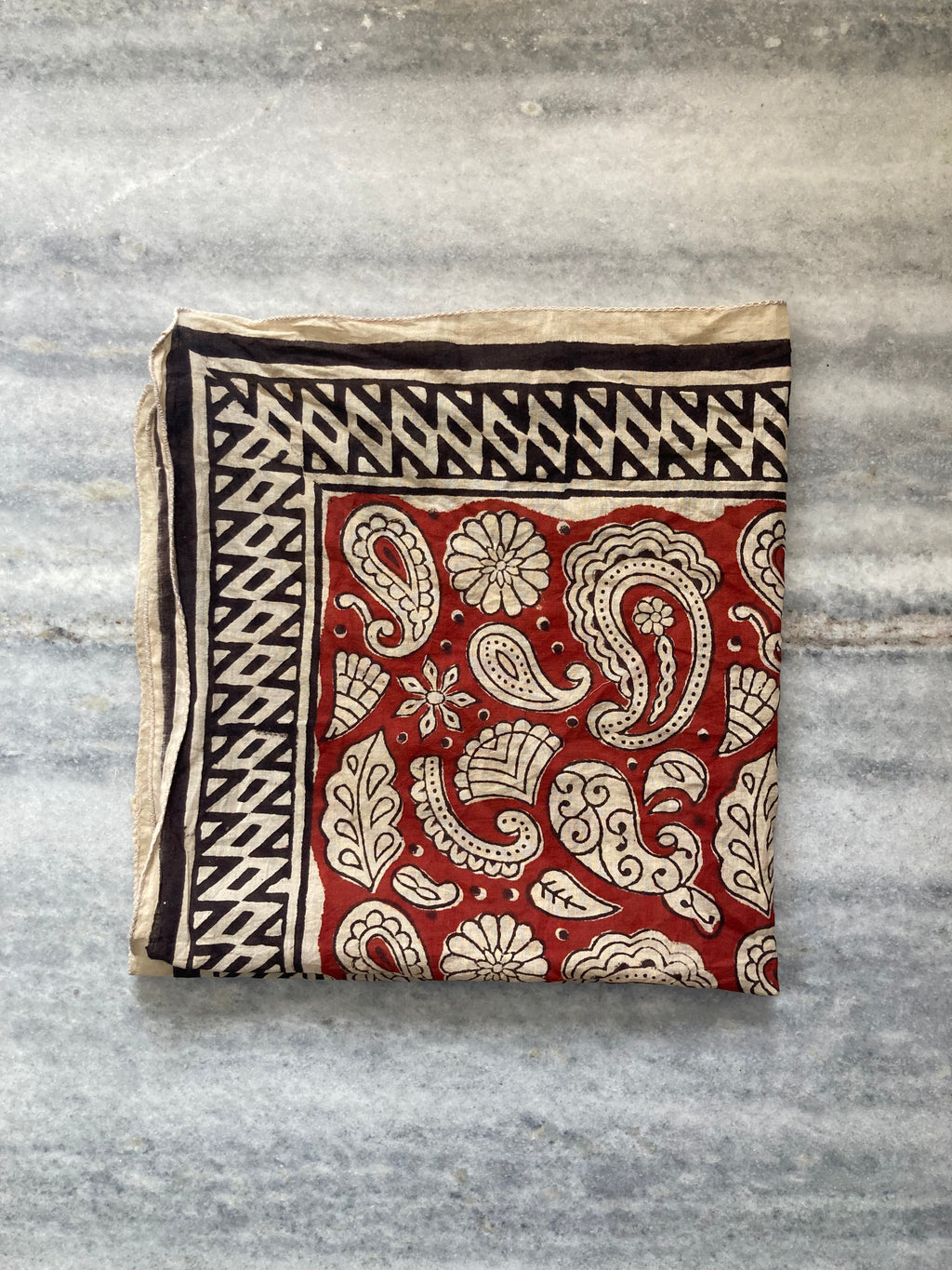 Hand Block Printed Cotton Bandana: Natural Dye Neckerchief - Made in India