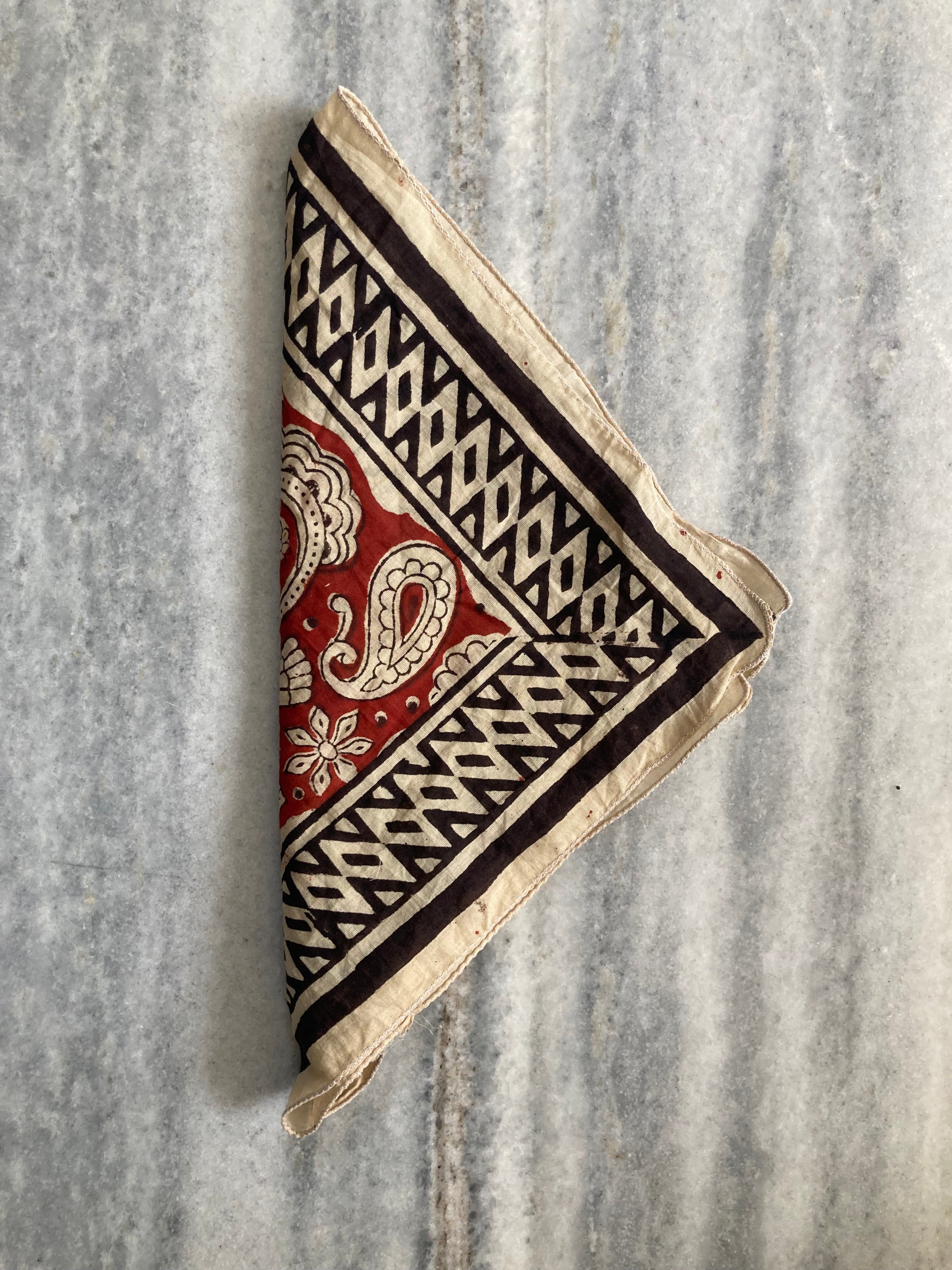 Hand Block Printed Cotton Bandana: Natural Dye Neckerchief - Made in India