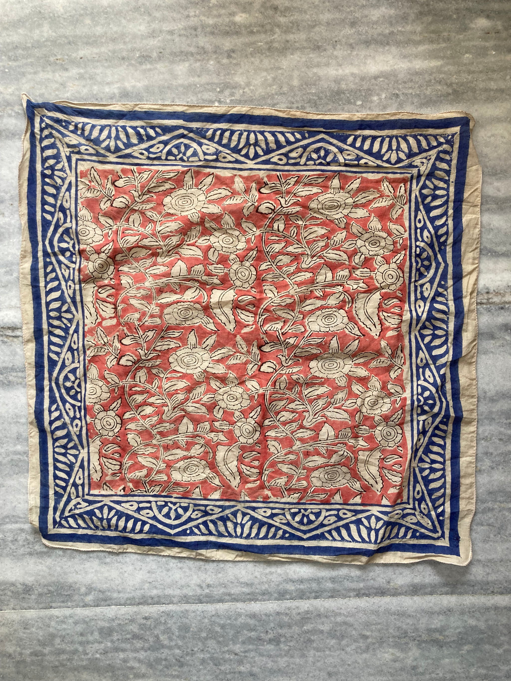 Hand Block Printed Cotton Bandana: Natural Dye Neckerchief - Made in India