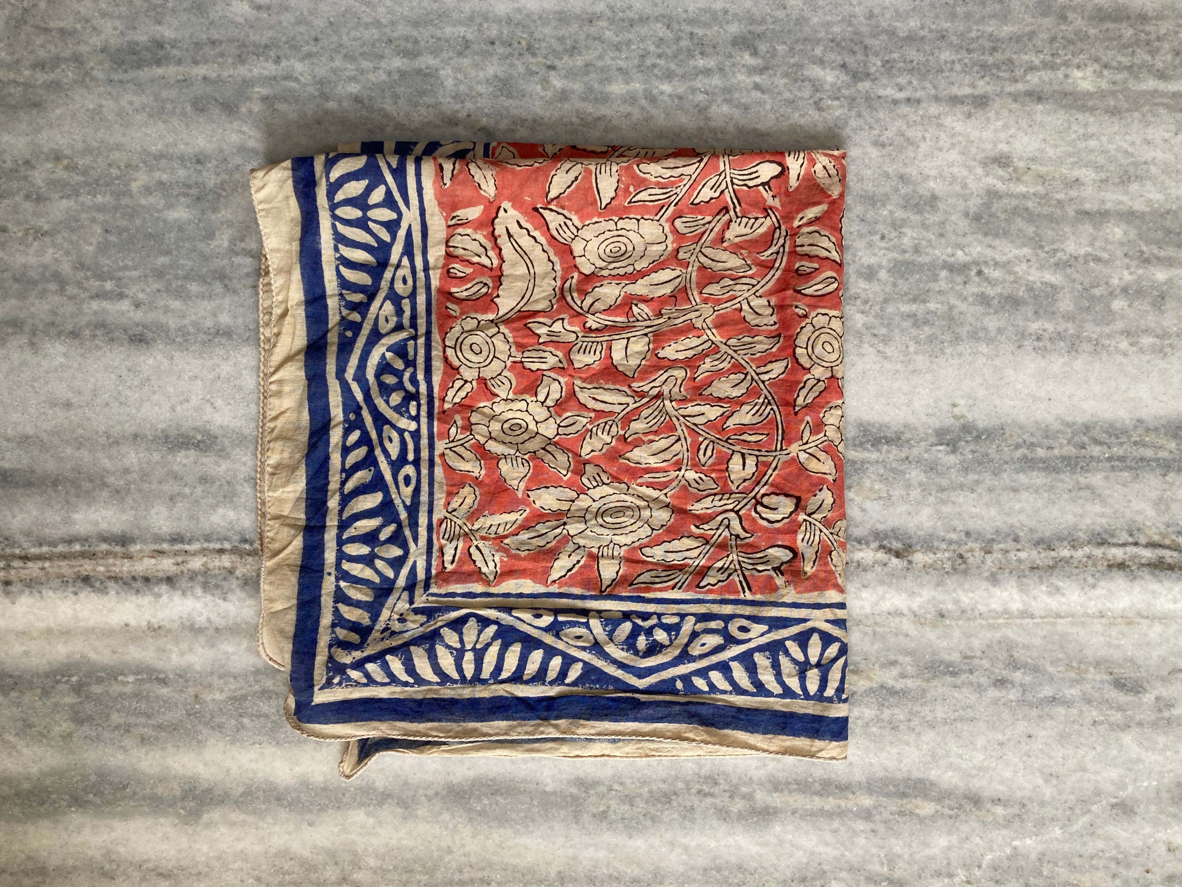 Hand Block Printed Cotton Bandana: Natural Dye Neckerchief - Made in India