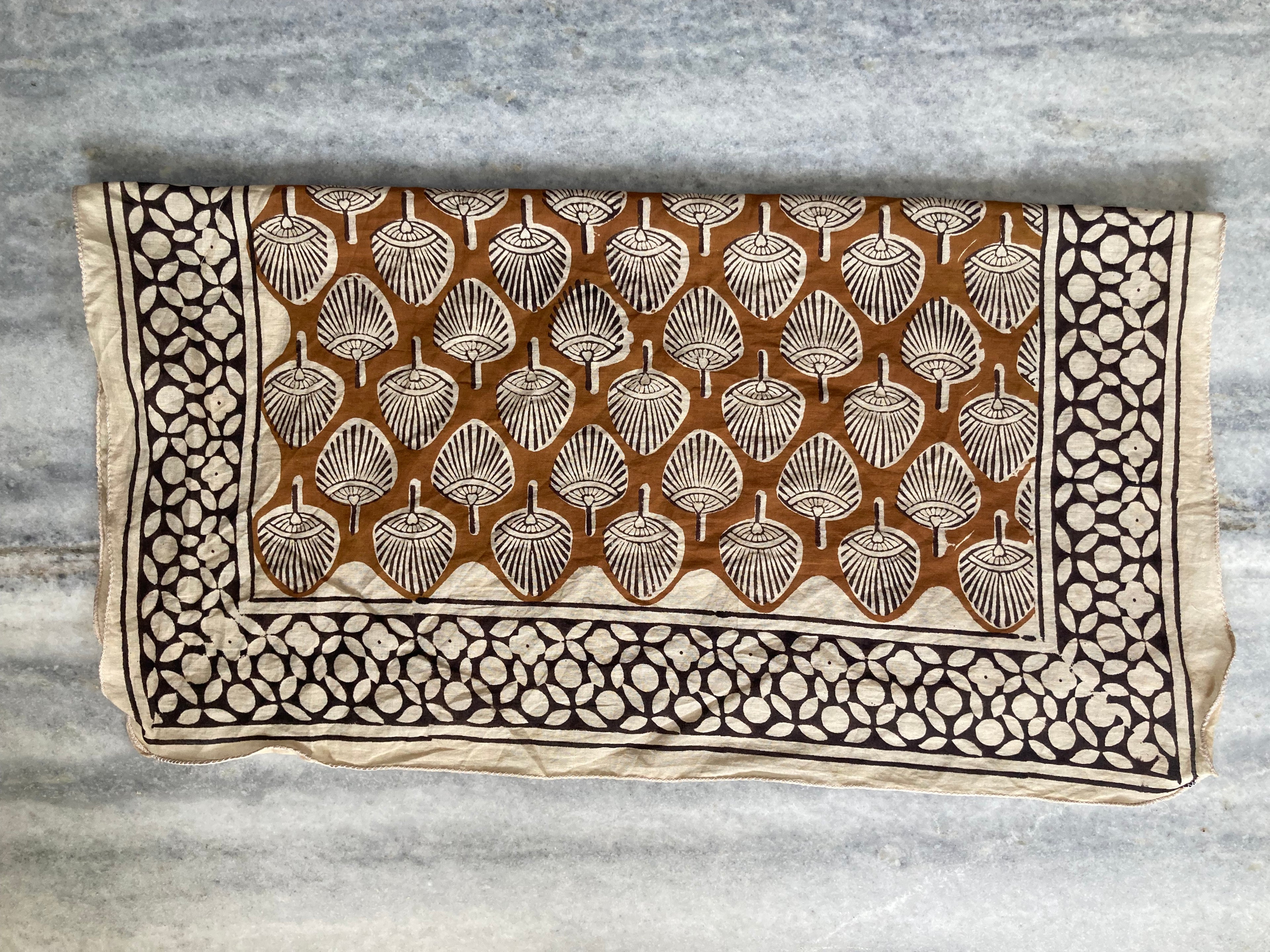 Hand Block Printed Cotton Bandana: Natural Dye Neckerchief - Made in India