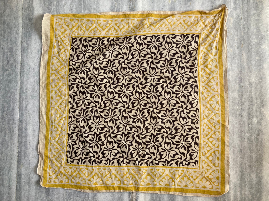 Hand Block Printed Cotton Bandana: Natural Dye Neckerchief - Made in India