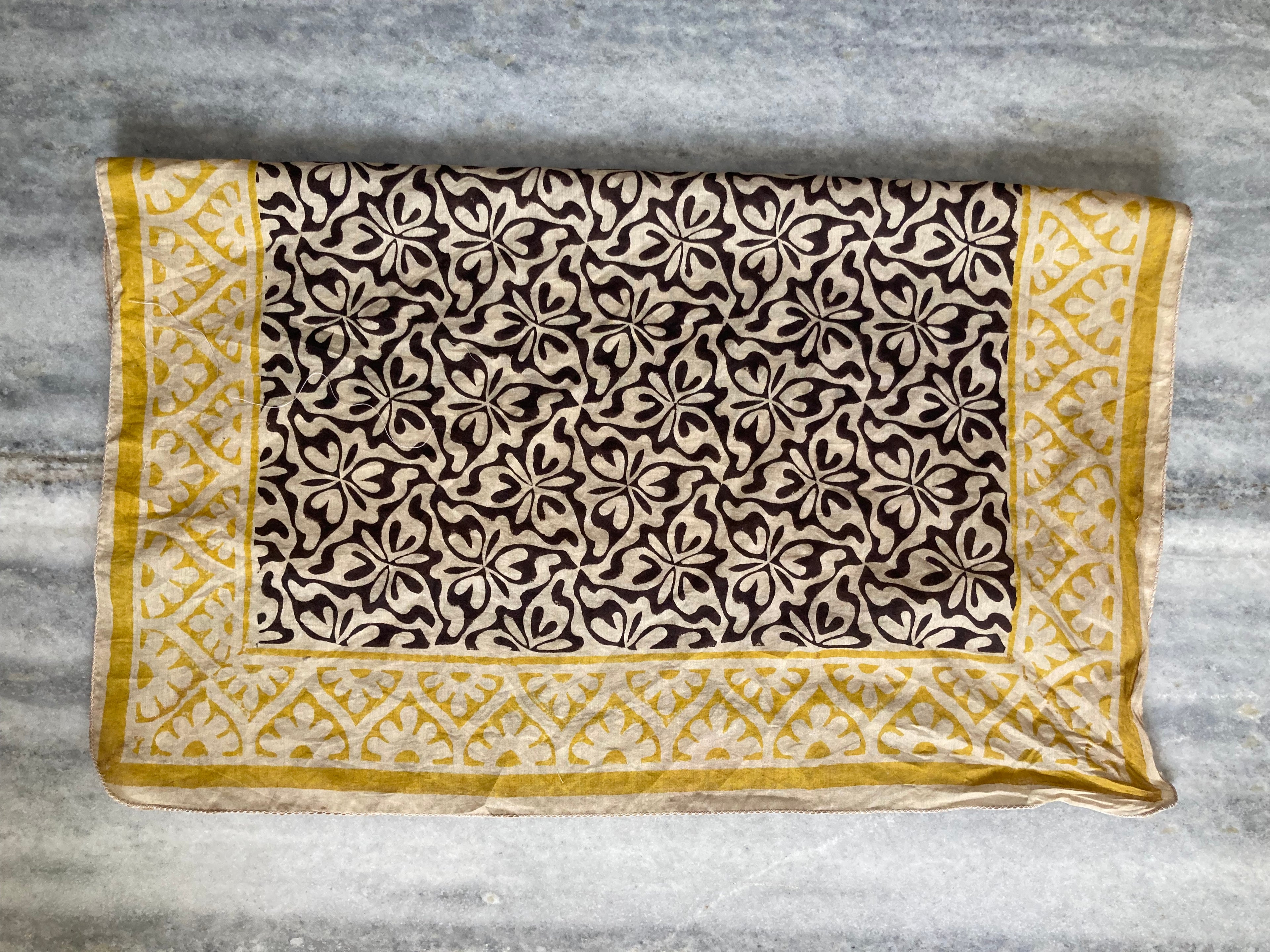 Hand Block Printed Cotton Bandana: Natural Dye Neckerchief - Made in India