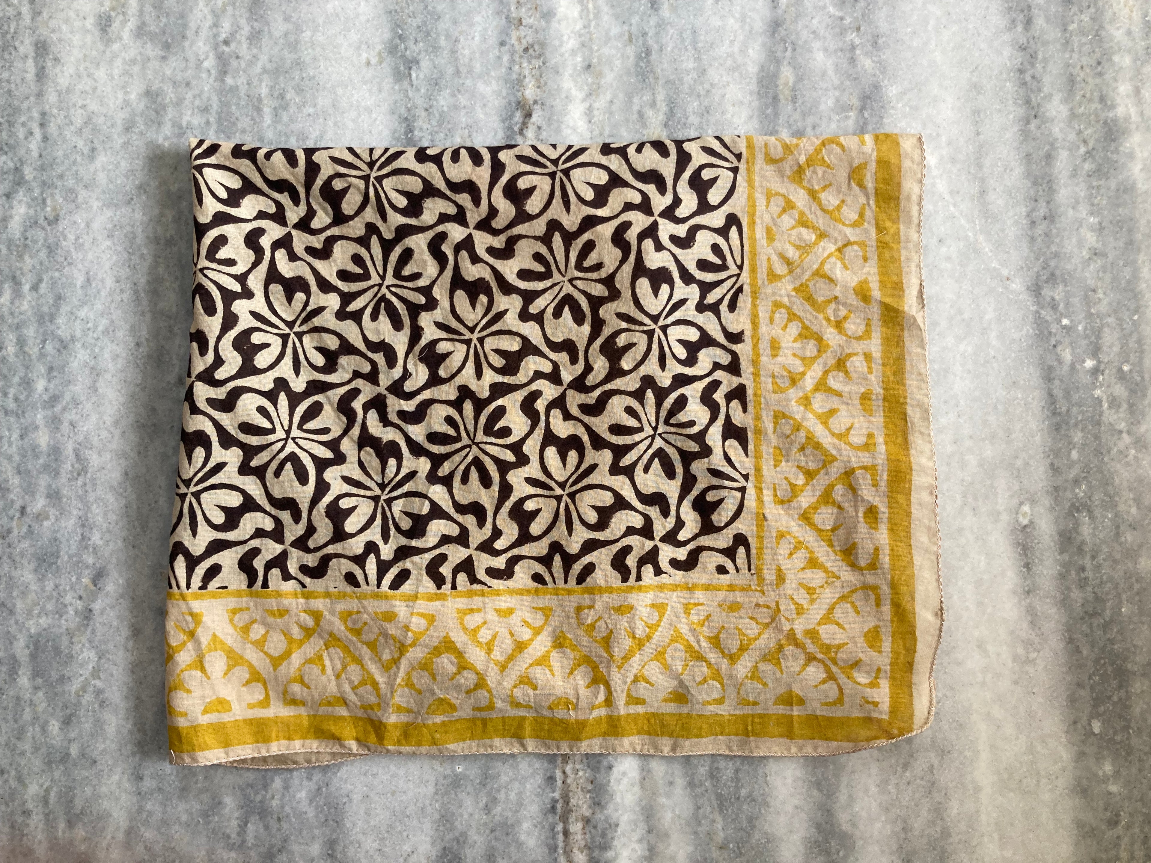 Hand Block Printed Cotton Bandana: Natural Dye Neckerchief - Made in India