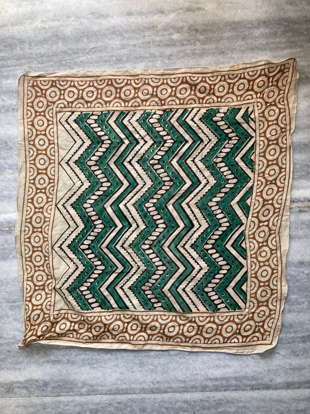 Hand Block Printed Cotton Bandana: Natural Dye Neckerchief - Made in India