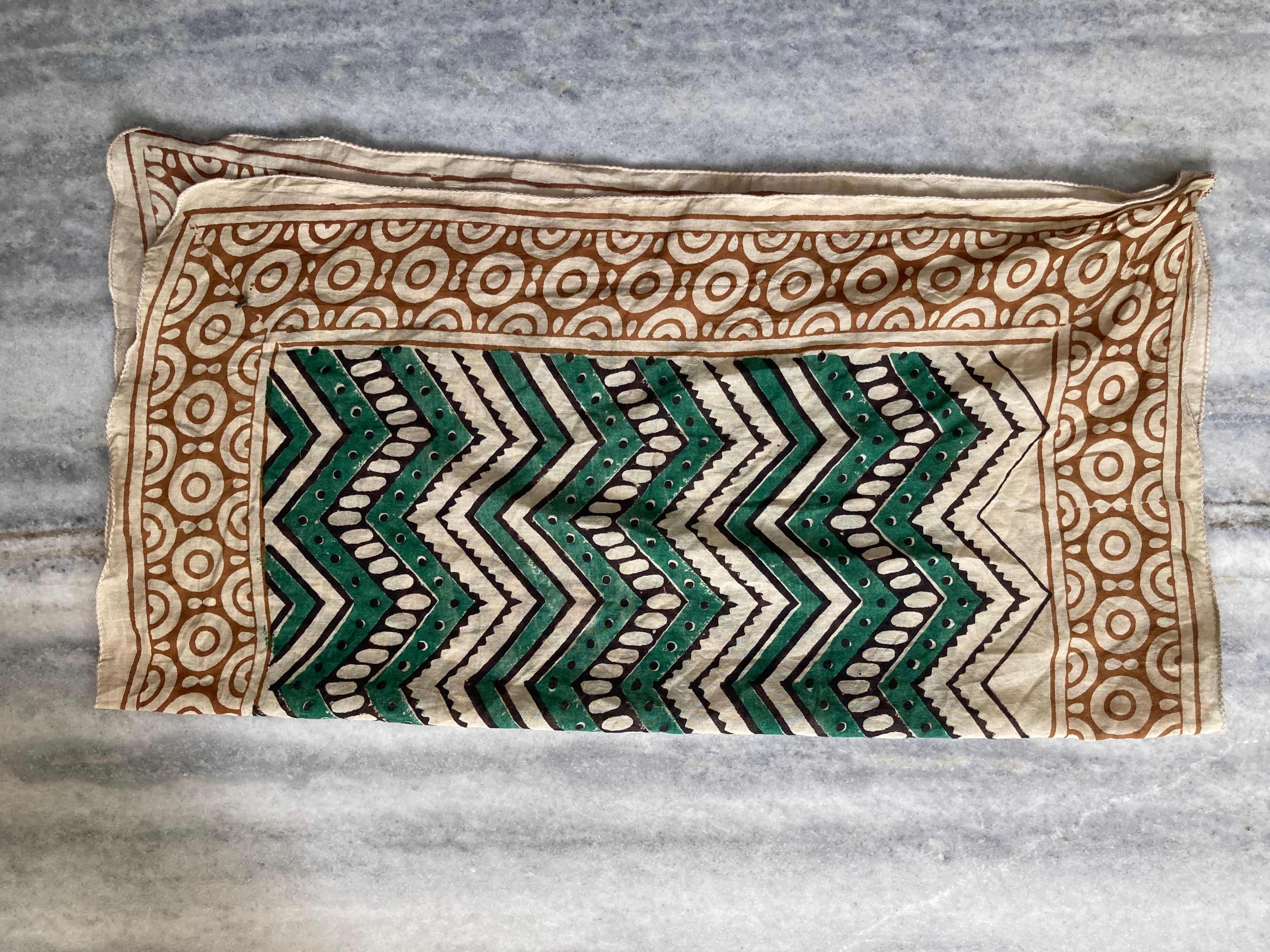 Hand Block Printed Cotton Bandana: Natural Dye Neckerchief - Made in India