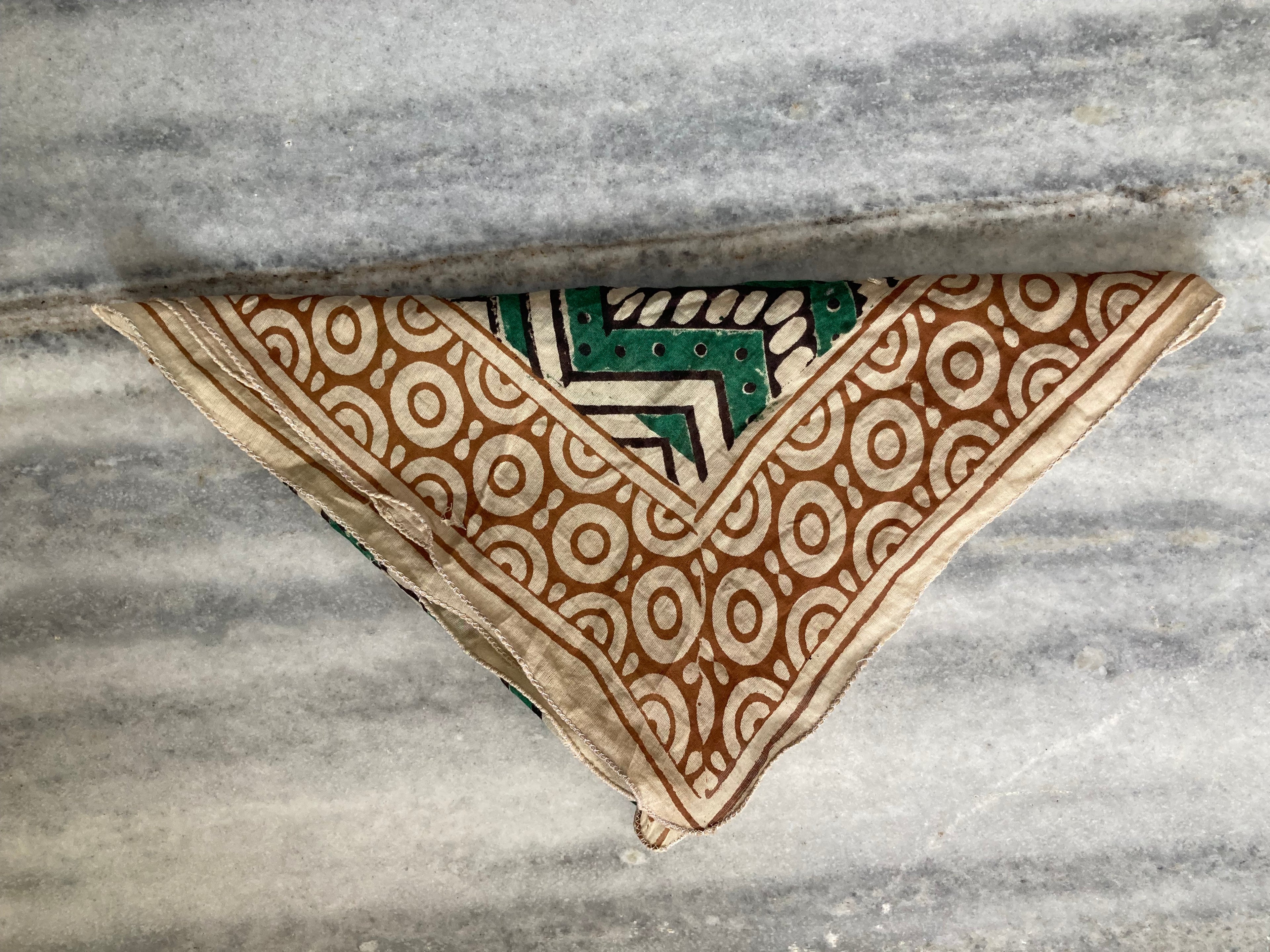 Hand Block Printed Cotton Bandana: Natural Dye Neckerchief - Made in India