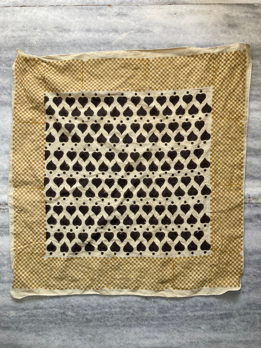 Hand Block Printed Cotton Bandana: Natural Dye Neckerchief - Made in India