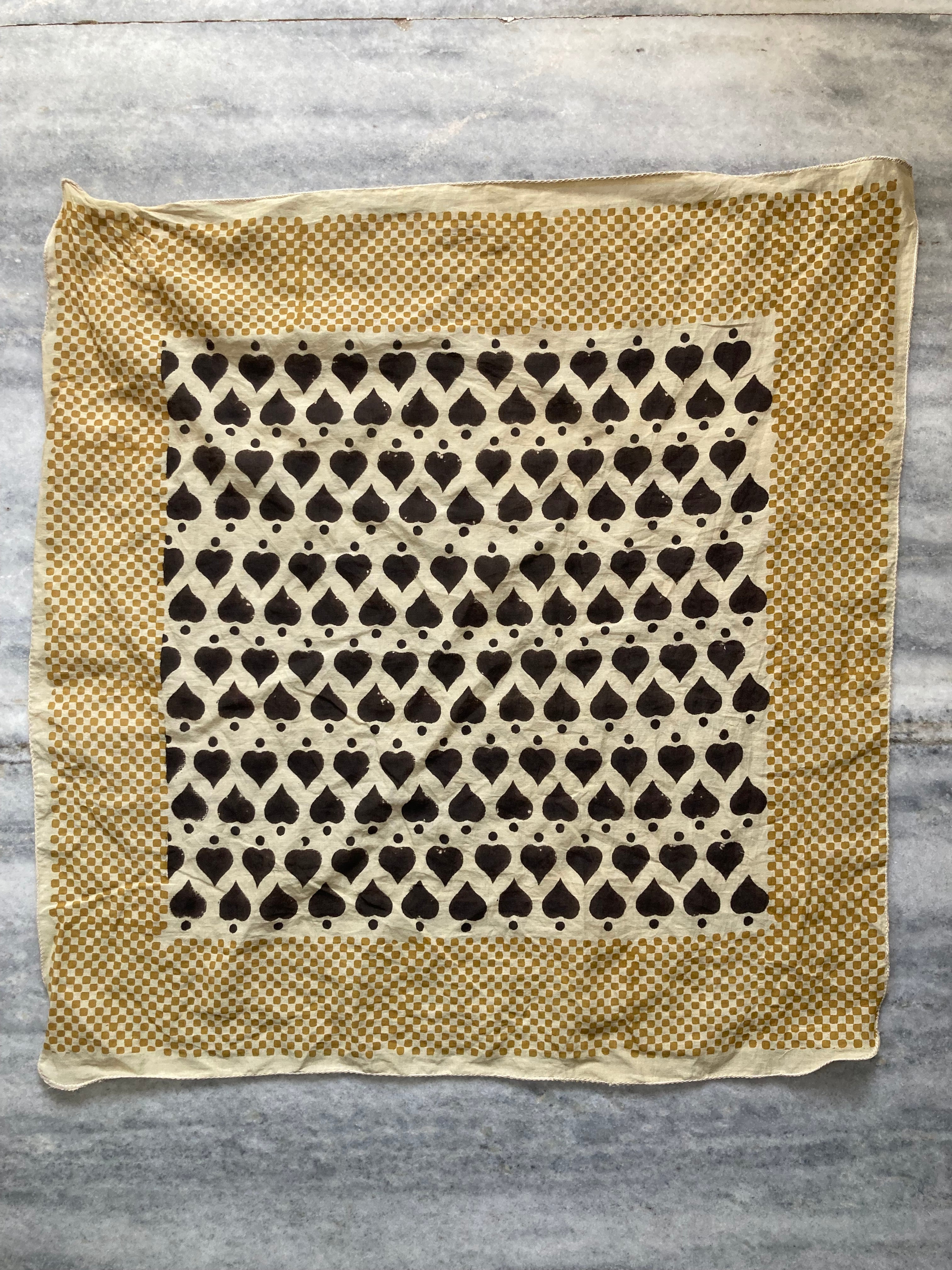 Hand Block Printed Cotton Bandana: Natural Dye Neckerchief - Made in India
