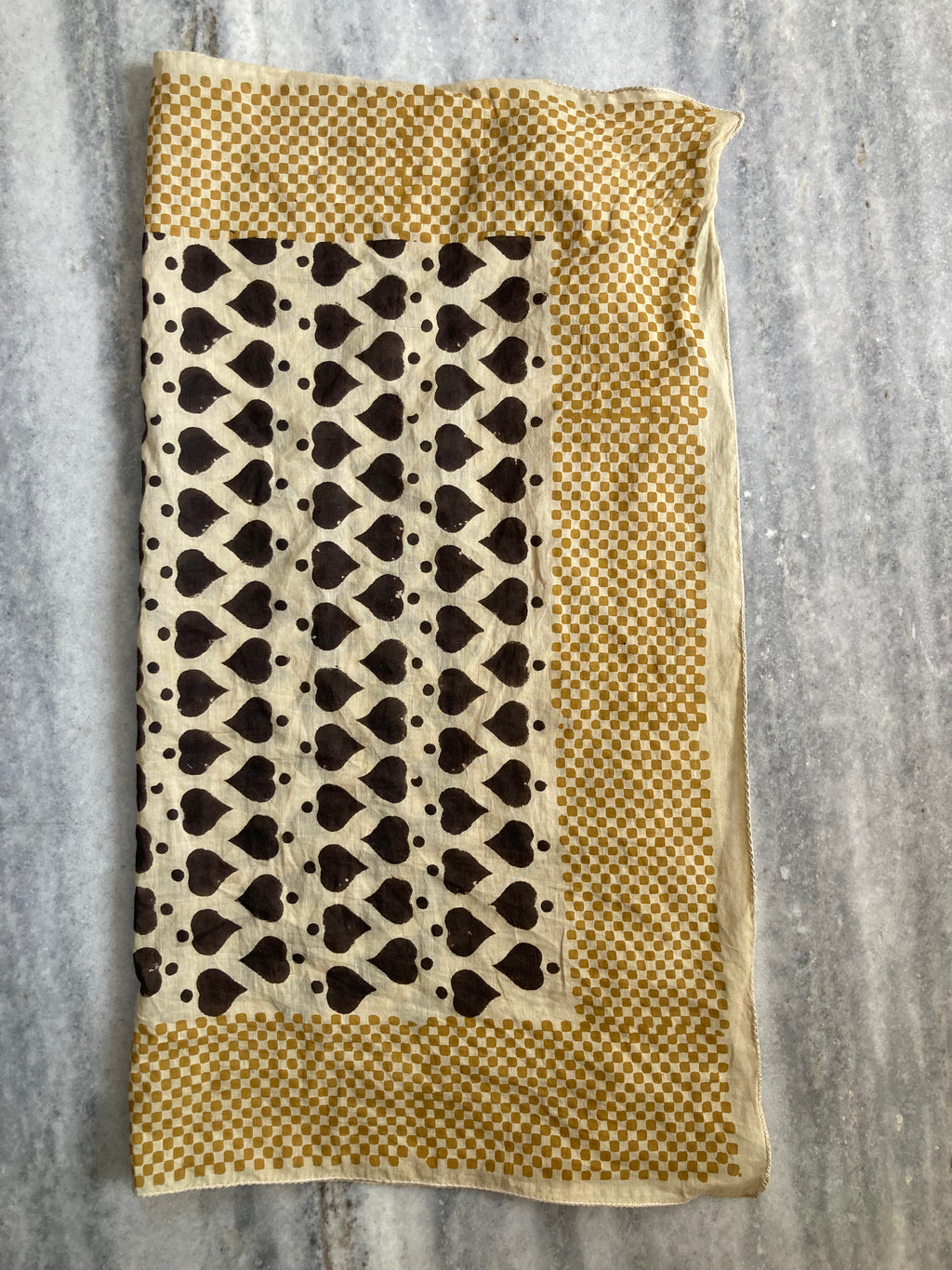 Hand Block Printed Cotton Bandana: Natural Dye Neckerchief - Made in India