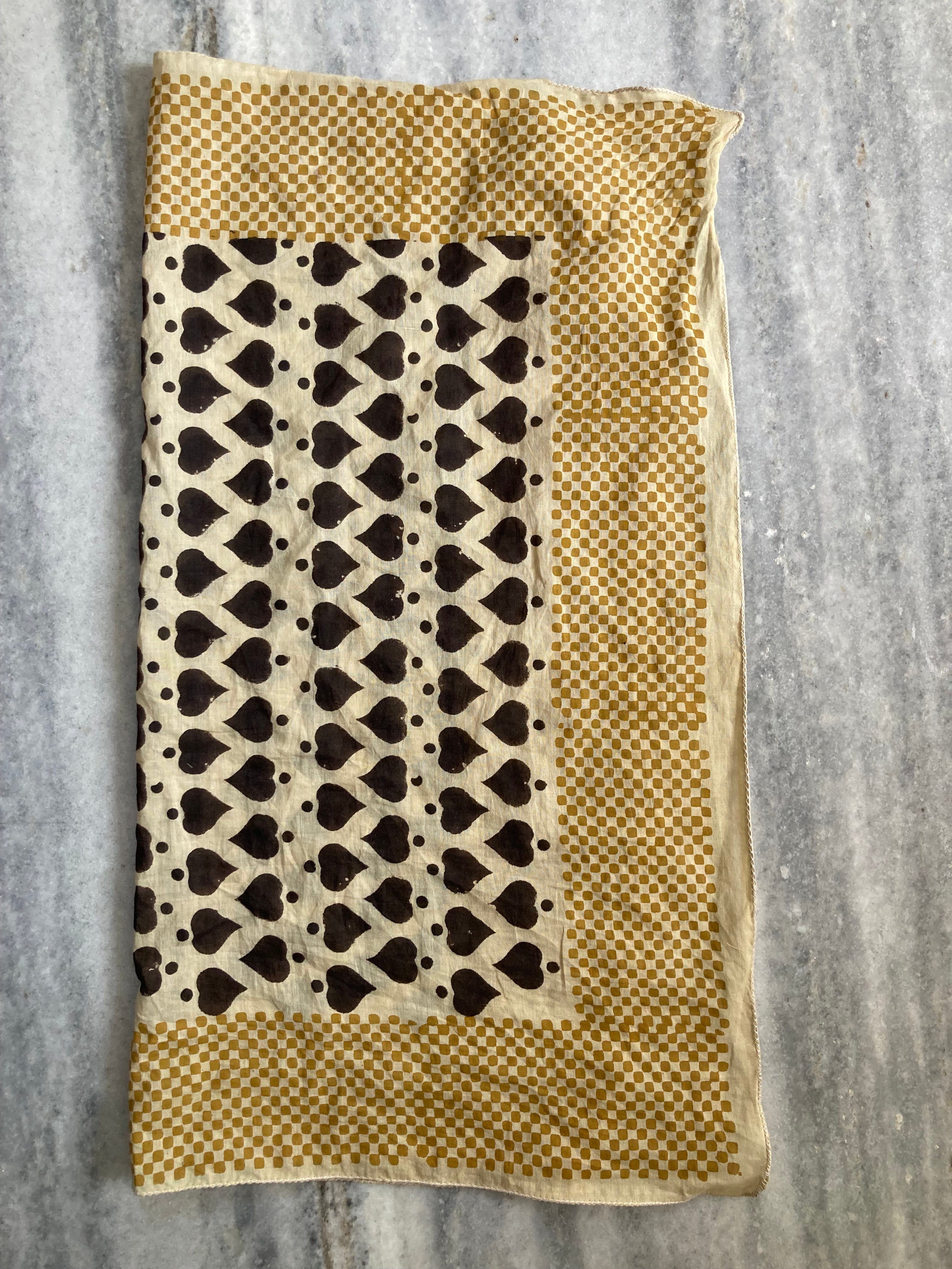 Hand Block Printed Cotton Bandana: Natural Dye Neckerchief - Made in India