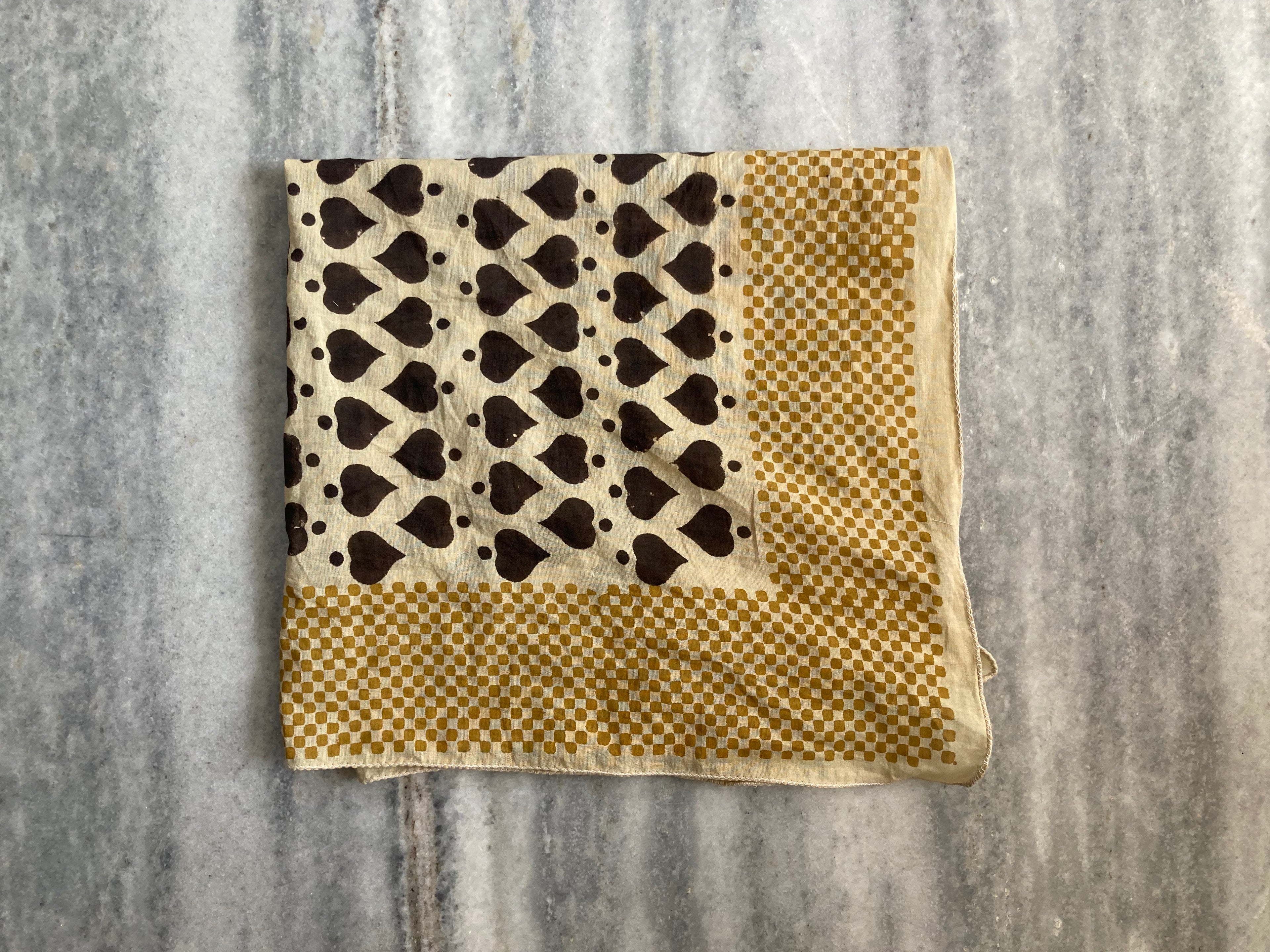Hand Block Printed Cotton Bandana: Natural Dye Neckerchief - Made in India