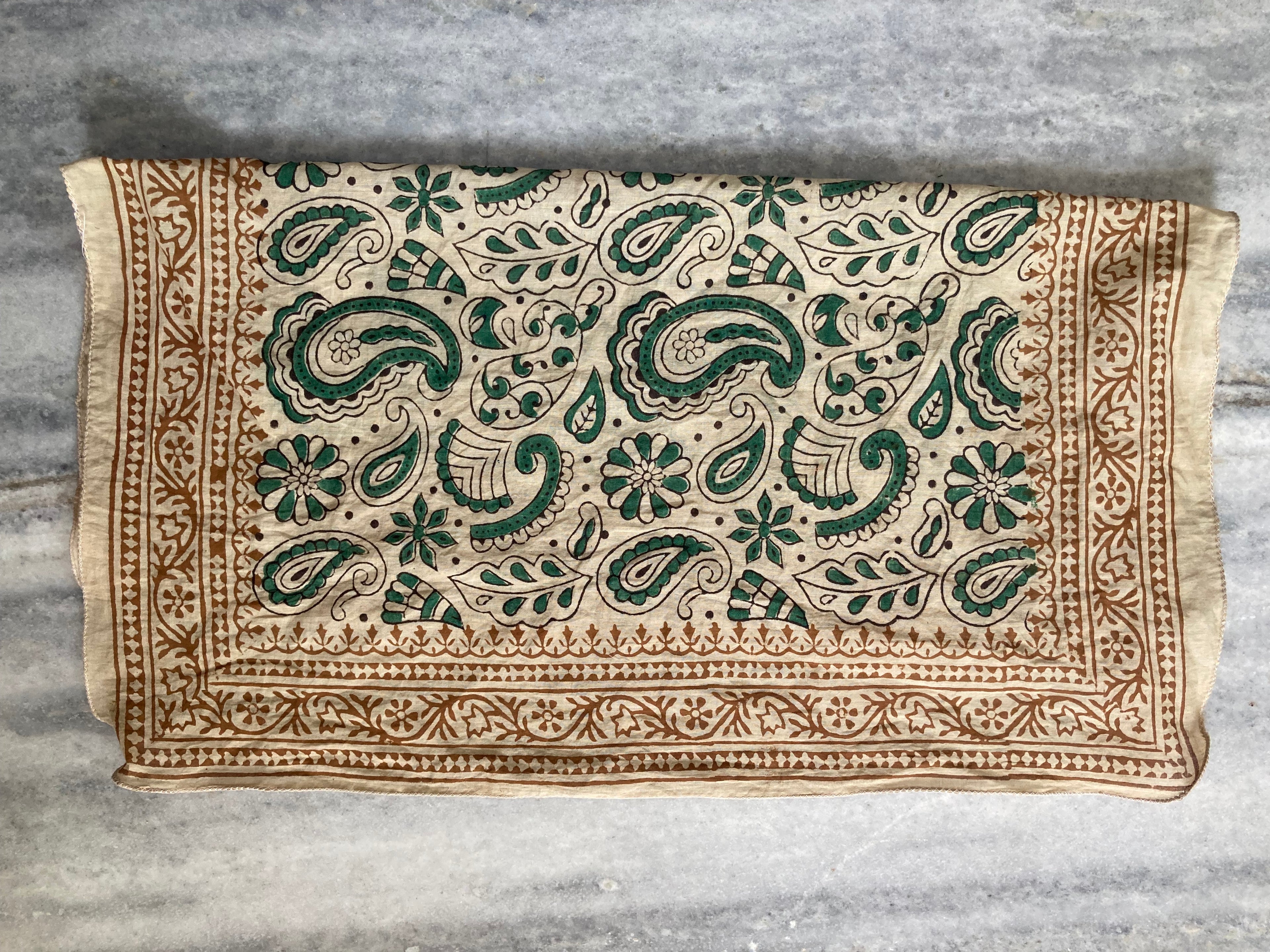 Hand Block Printed Cotton Bandana: Natural Dye Neckerchief - Made in India