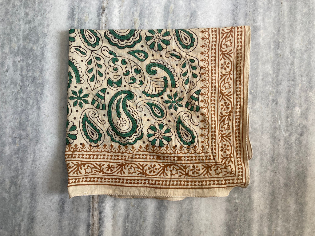 Hand Block Printed Cotton Bandana: Natural Dye Neckerchief - Made in India