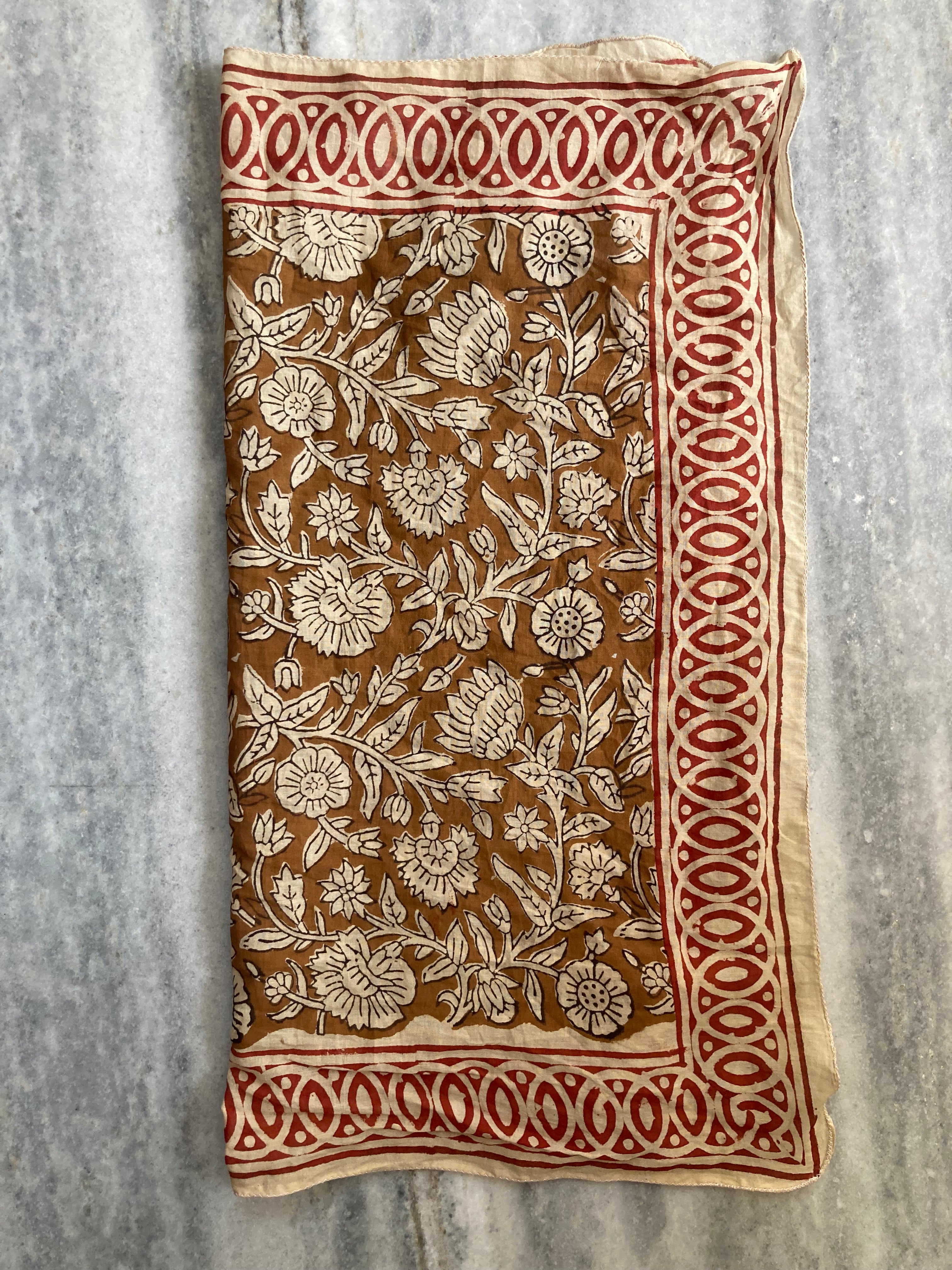 Hand Block Printed Cotton Bandana: Natural Dye Neckerchief - Made in India