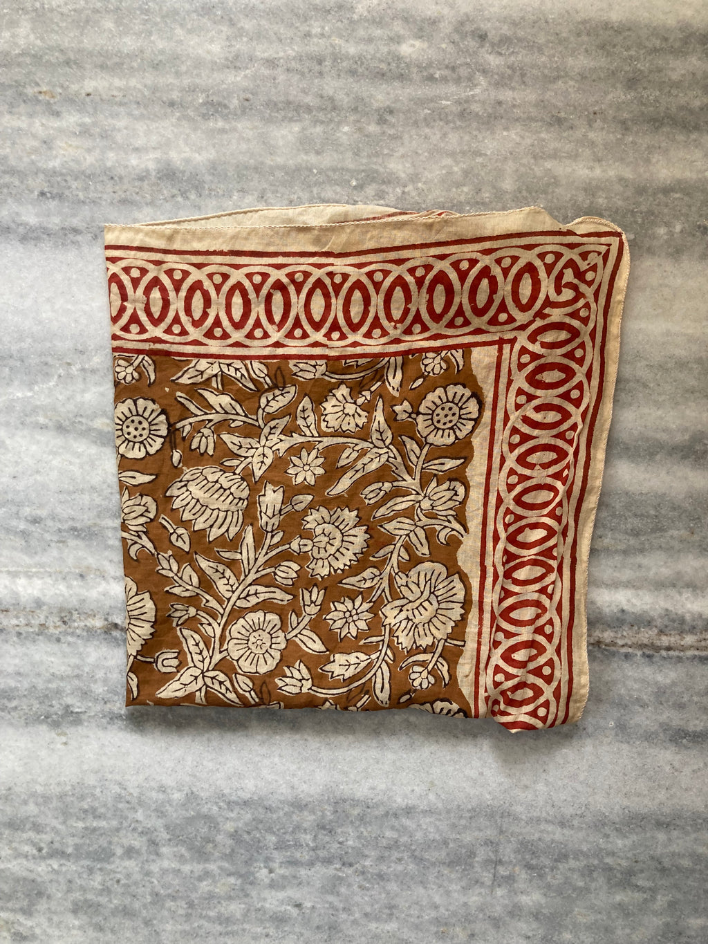 Hand Block Printed Cotton Bandana: Natural Dye Neckerchief - Made in India