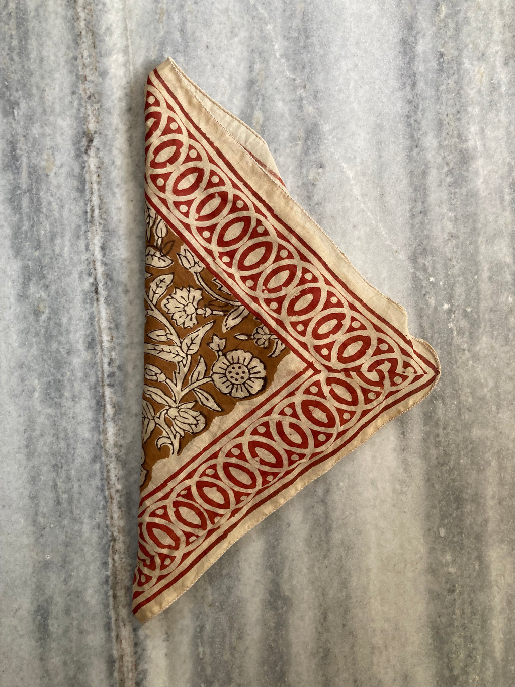 Hand Block Printed Cotton Bandana: Natural Dye Neckerchief - Made in India