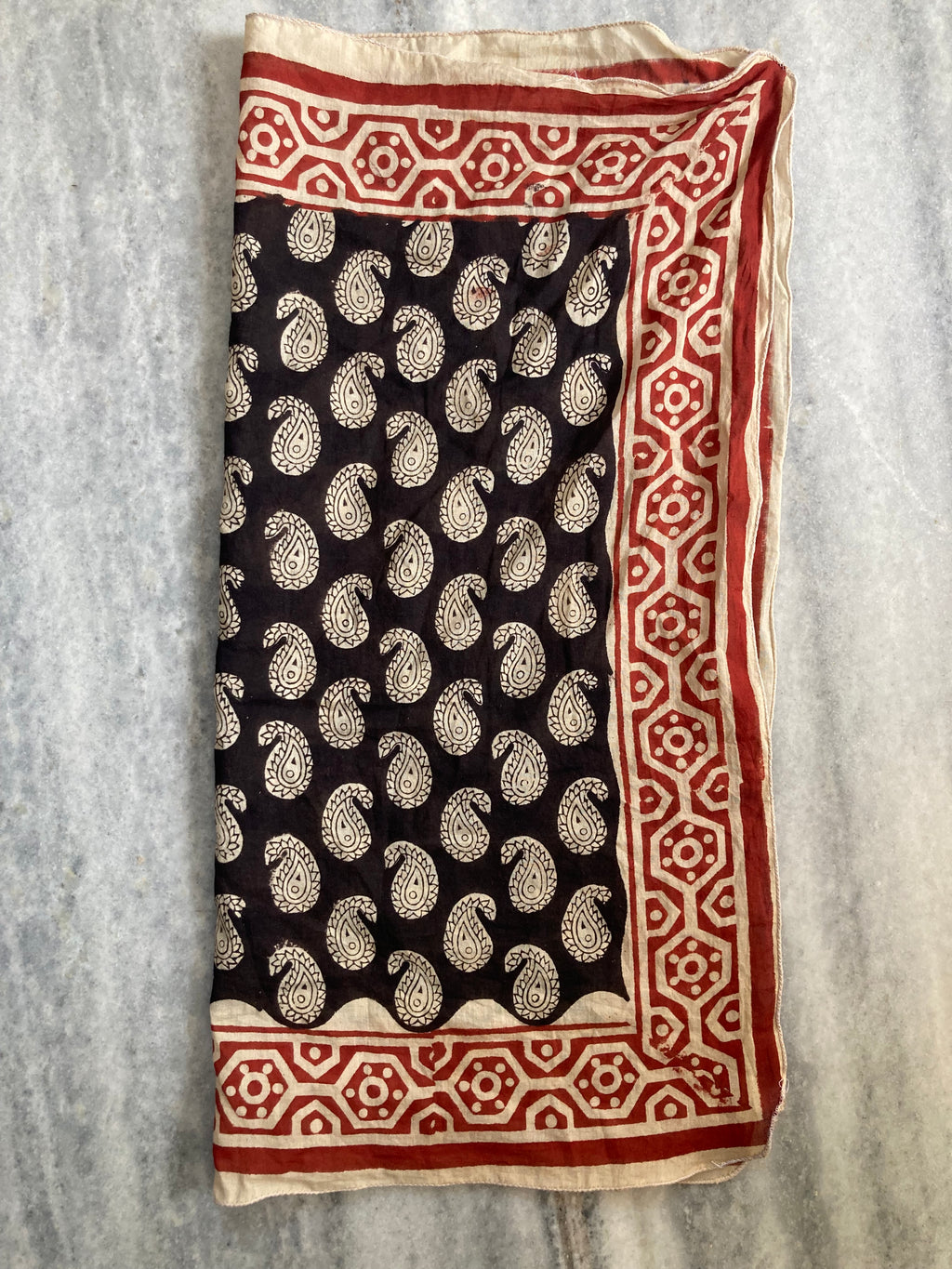 Hand Block Printed Cotton Bandana: Natural Dye Neckerchief - Made in India