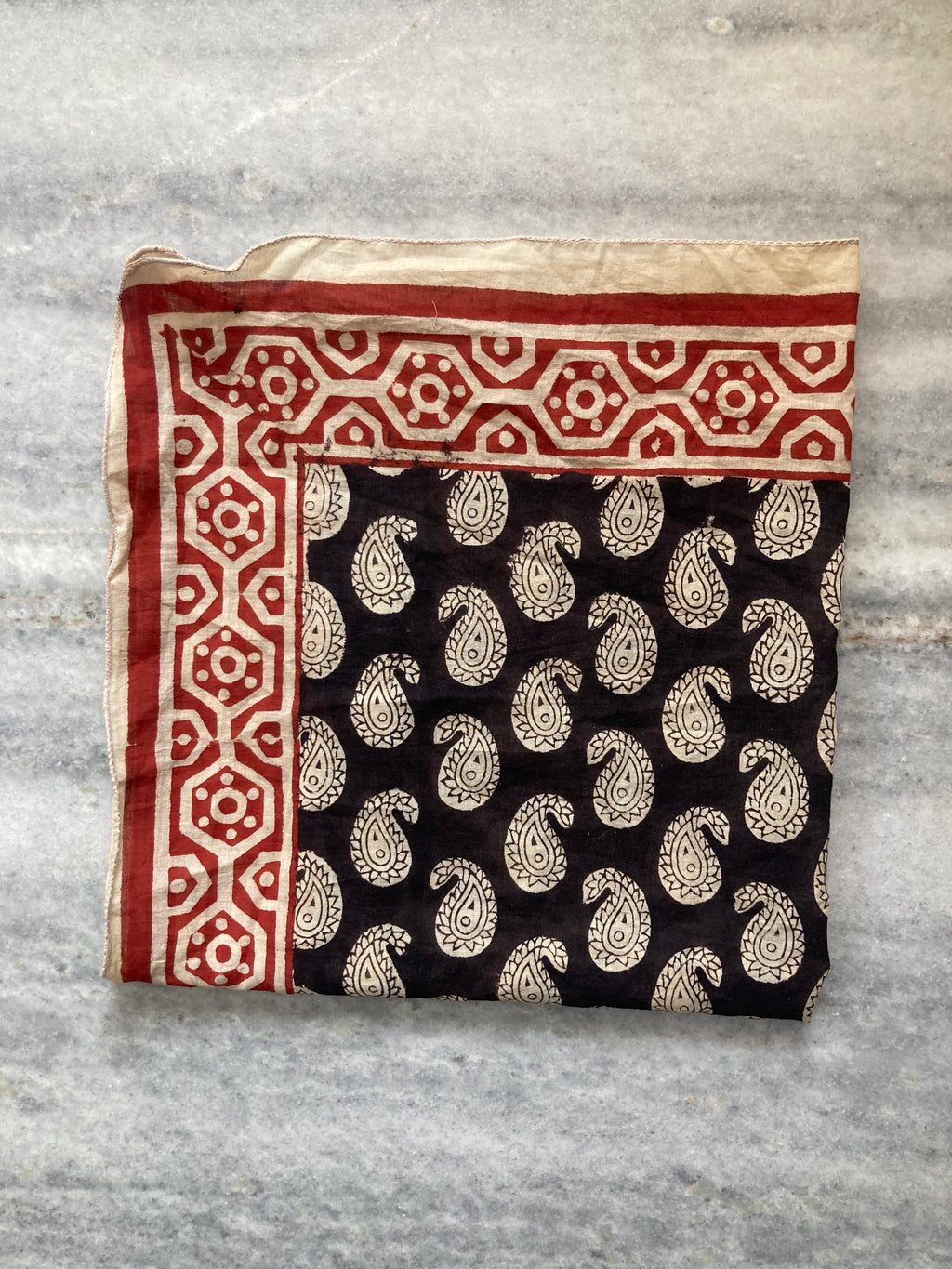 Hand Block Printed Cotton Bandana: Natural Dye Neckerchief - Made in India