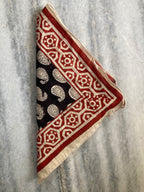 Hand Block Printed Cotton Bandana: Natural Dye Neckerchief - Made in India