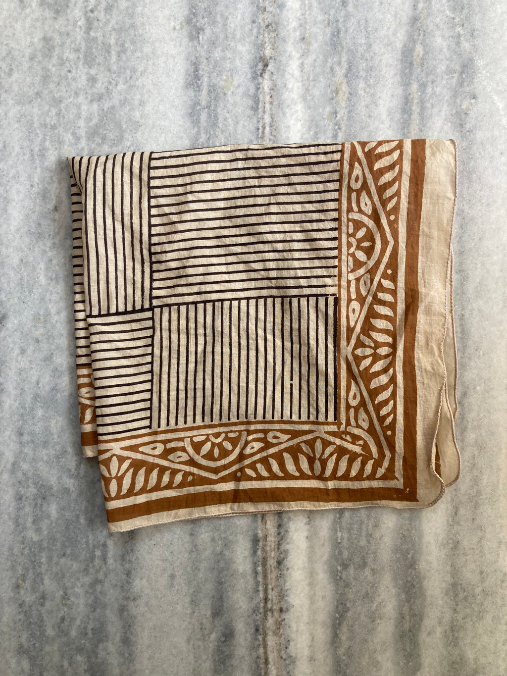 Hand Block Printed Cotton Bandana: Natural Dye Neckerchief - Made in India
