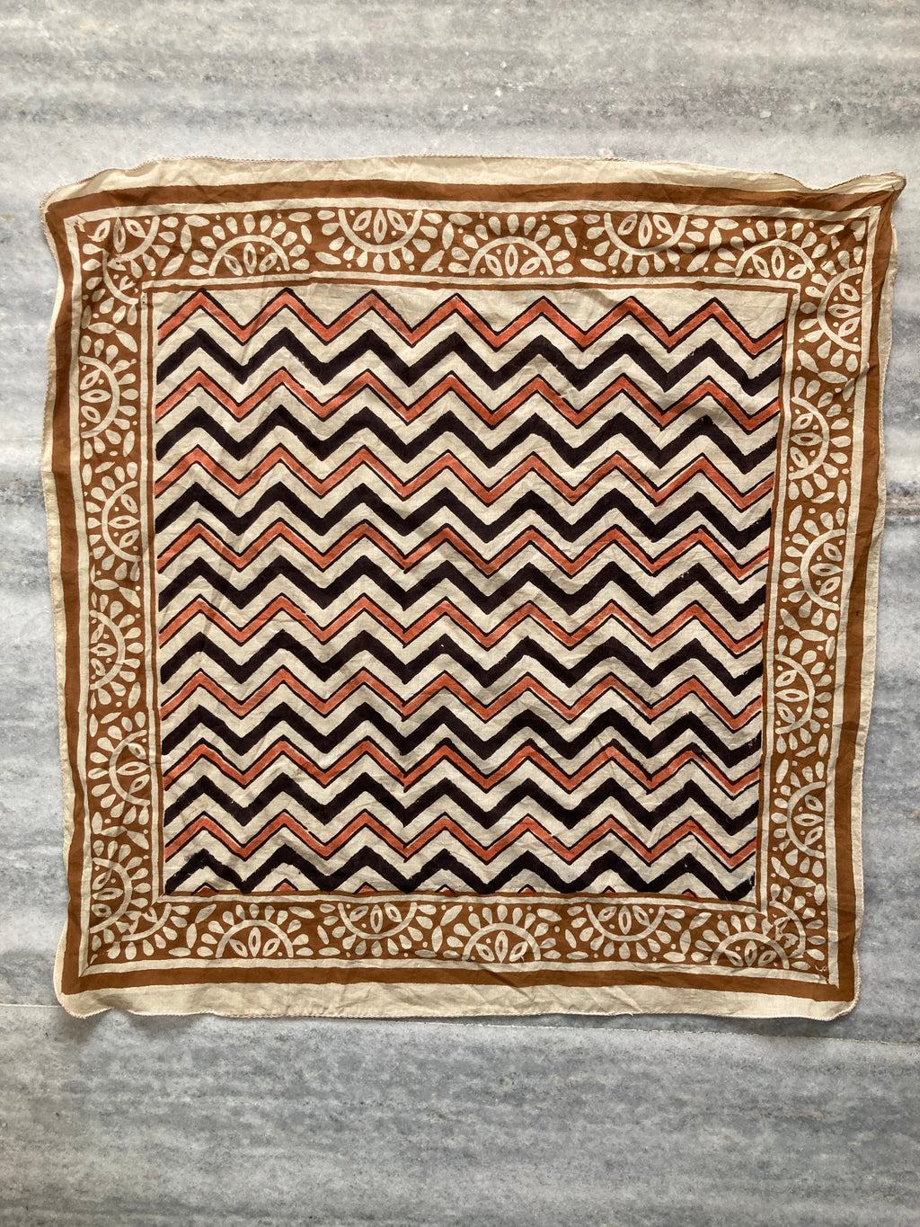 Hand Block Printed Cotton Bandana: Natural Dye Neckerchief - Made in India