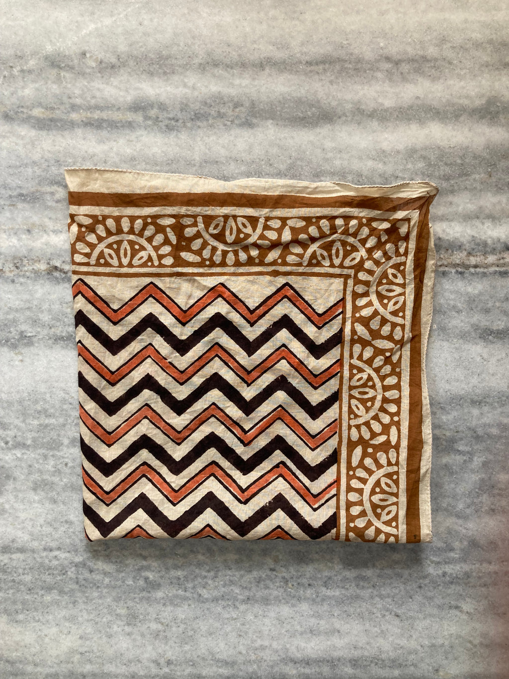 Hand Block Printed Cotton Bandana: Natural Dye Neckerchief - Made in India