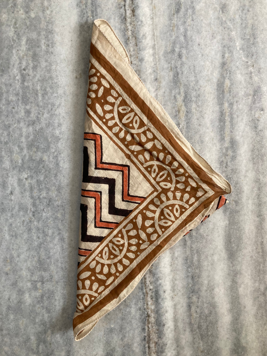 Hand Block Printed Cotton Bandana: Natural Dye Neckerchief - Made in India