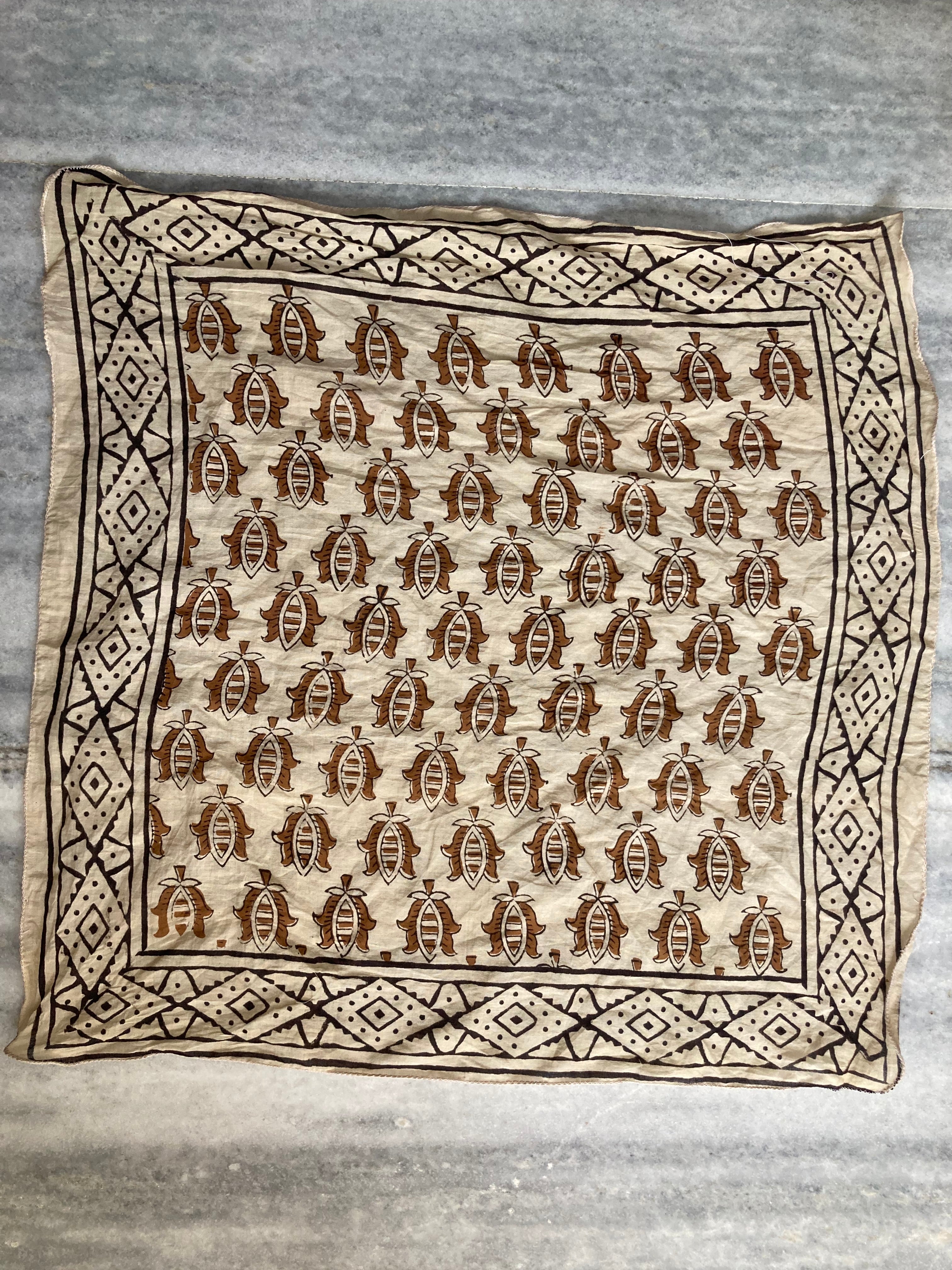 Hand Block Printed Cotton Bandana: Natural Dye Neckerchief - Made in India