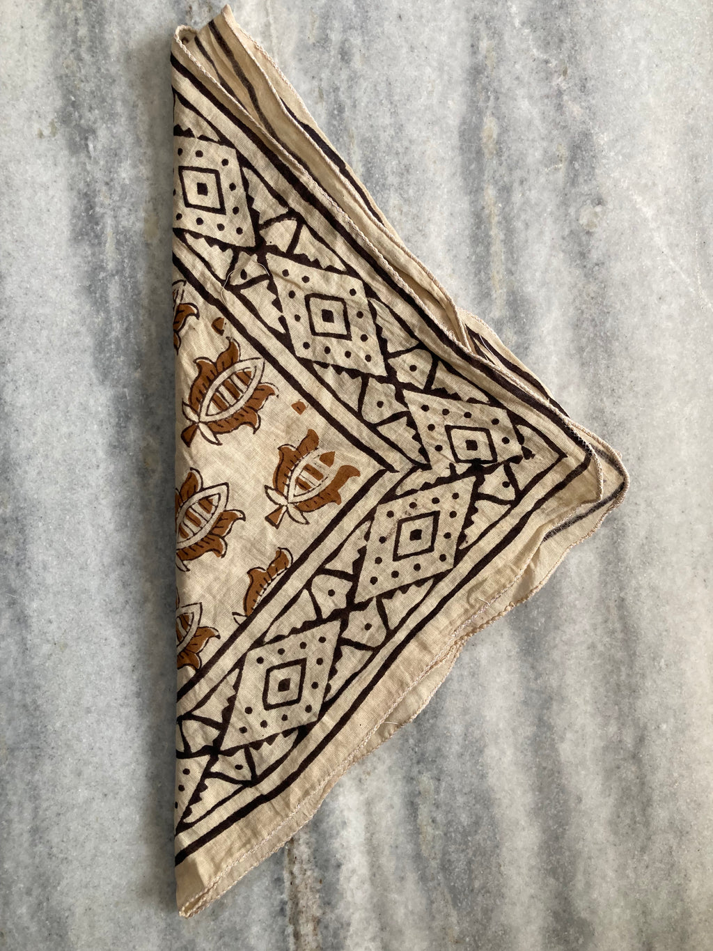 Hand Block Printed Cotton Bandana: Natural Dye Neckerchief - Made in India