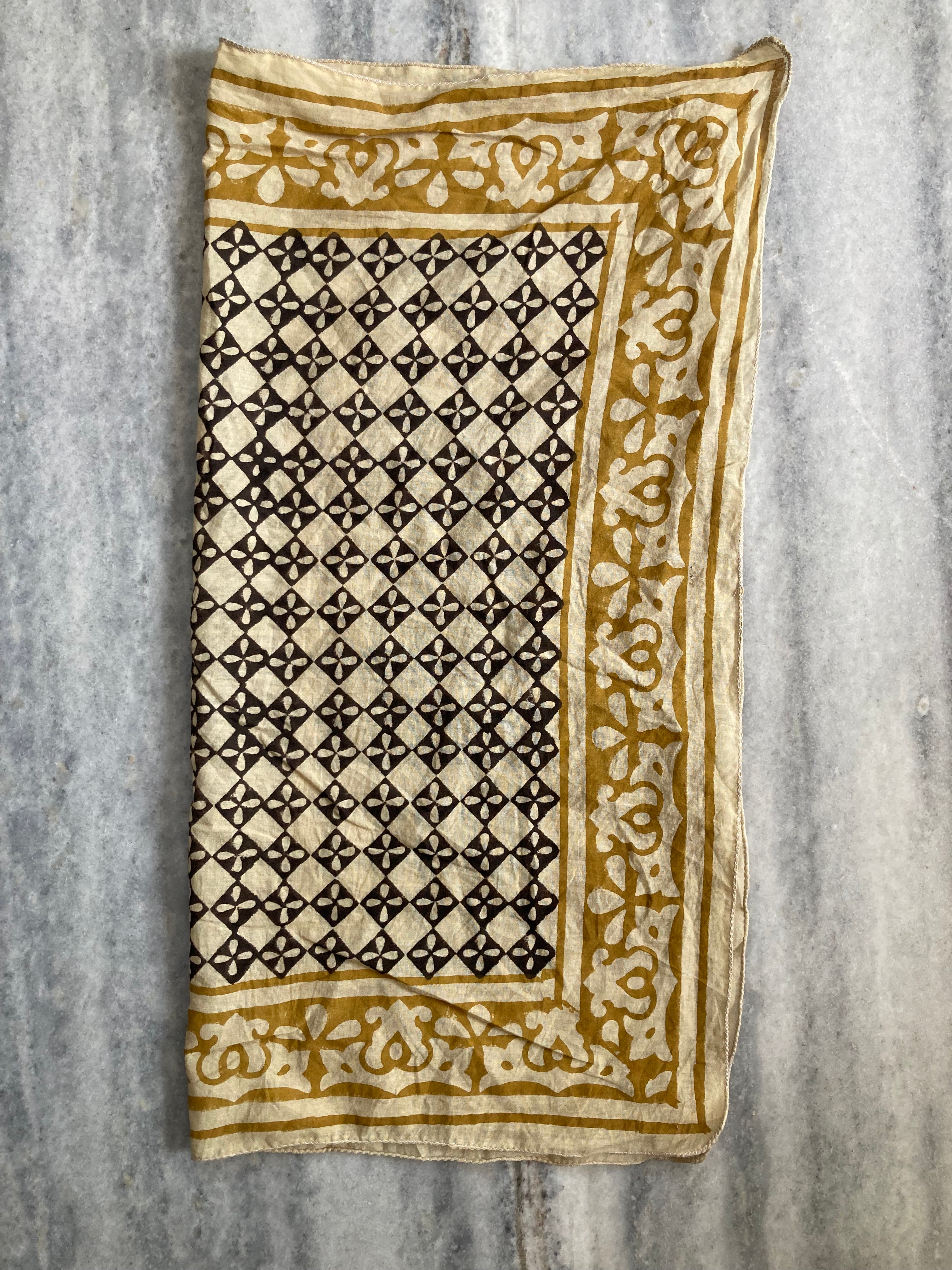 Hand Block Printed Cotton Bandana: Natural Dye Neckerchief - Made in India