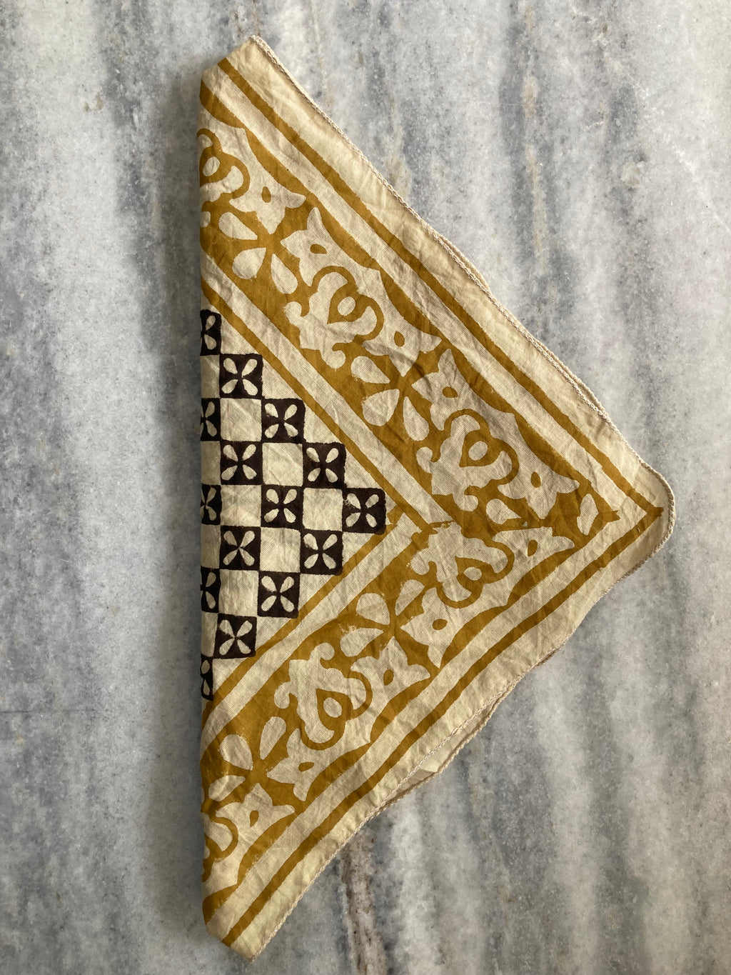 Hand Block Printed Cotton Bandana: Natural Dye Neckerchief - Made in India