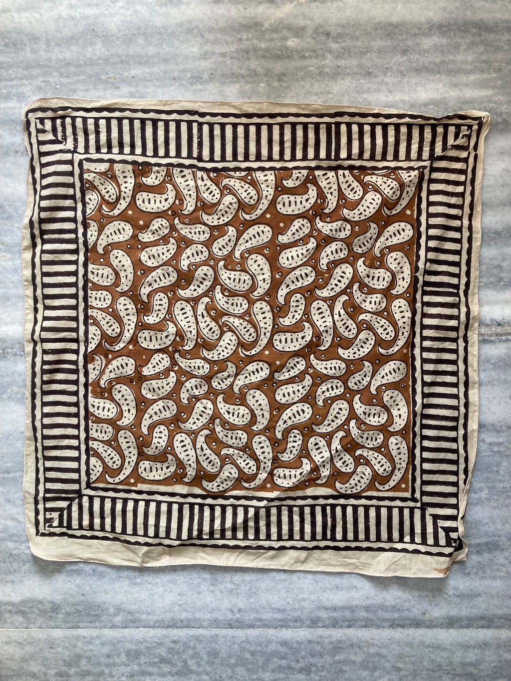 Hand Block Printed Cotton Bandana: Natural Dye Neckerchief - Made in India