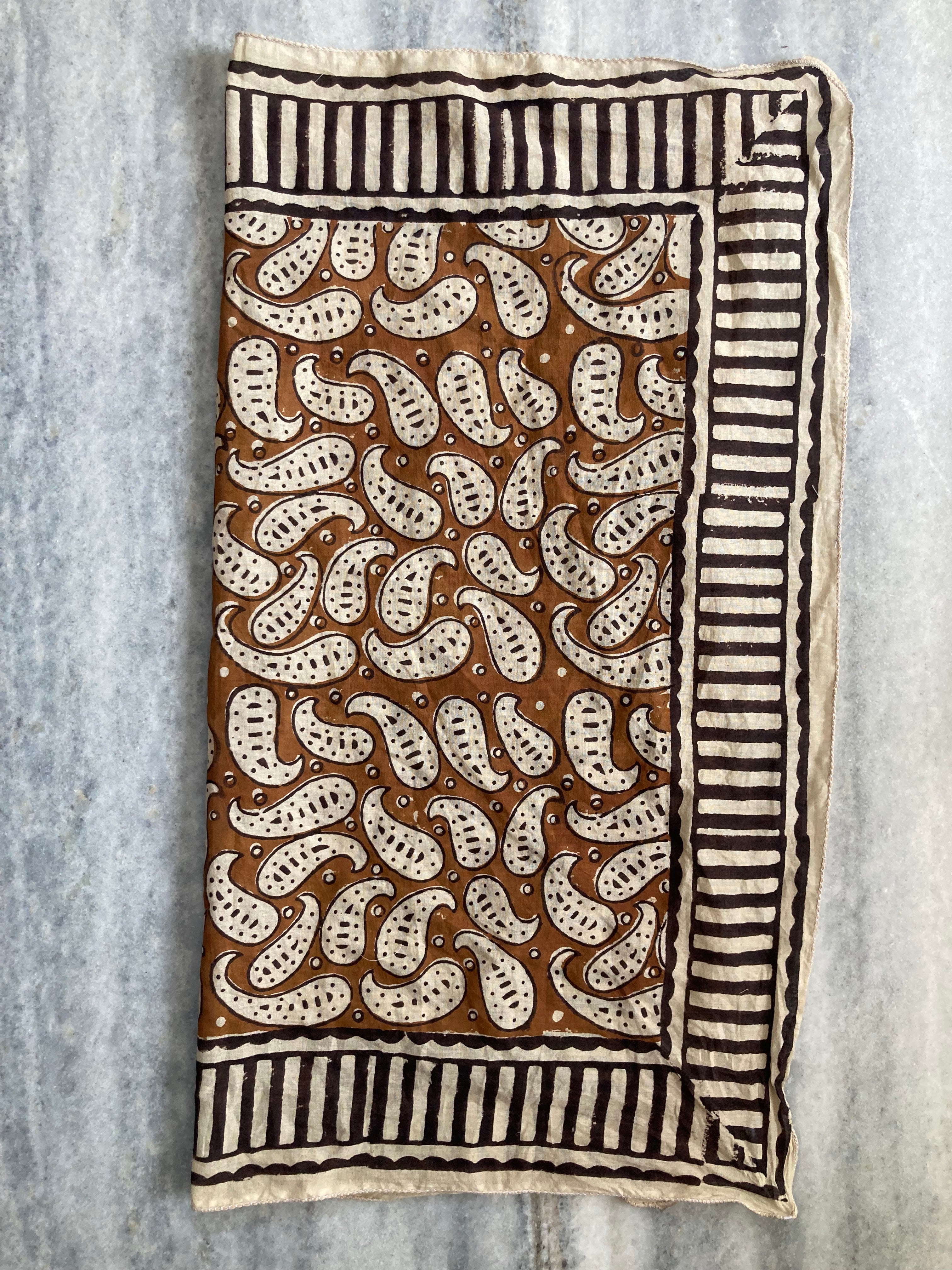 Hand Block Printed Cotton Bandana: Natural Dye Neckerchief - Made in India