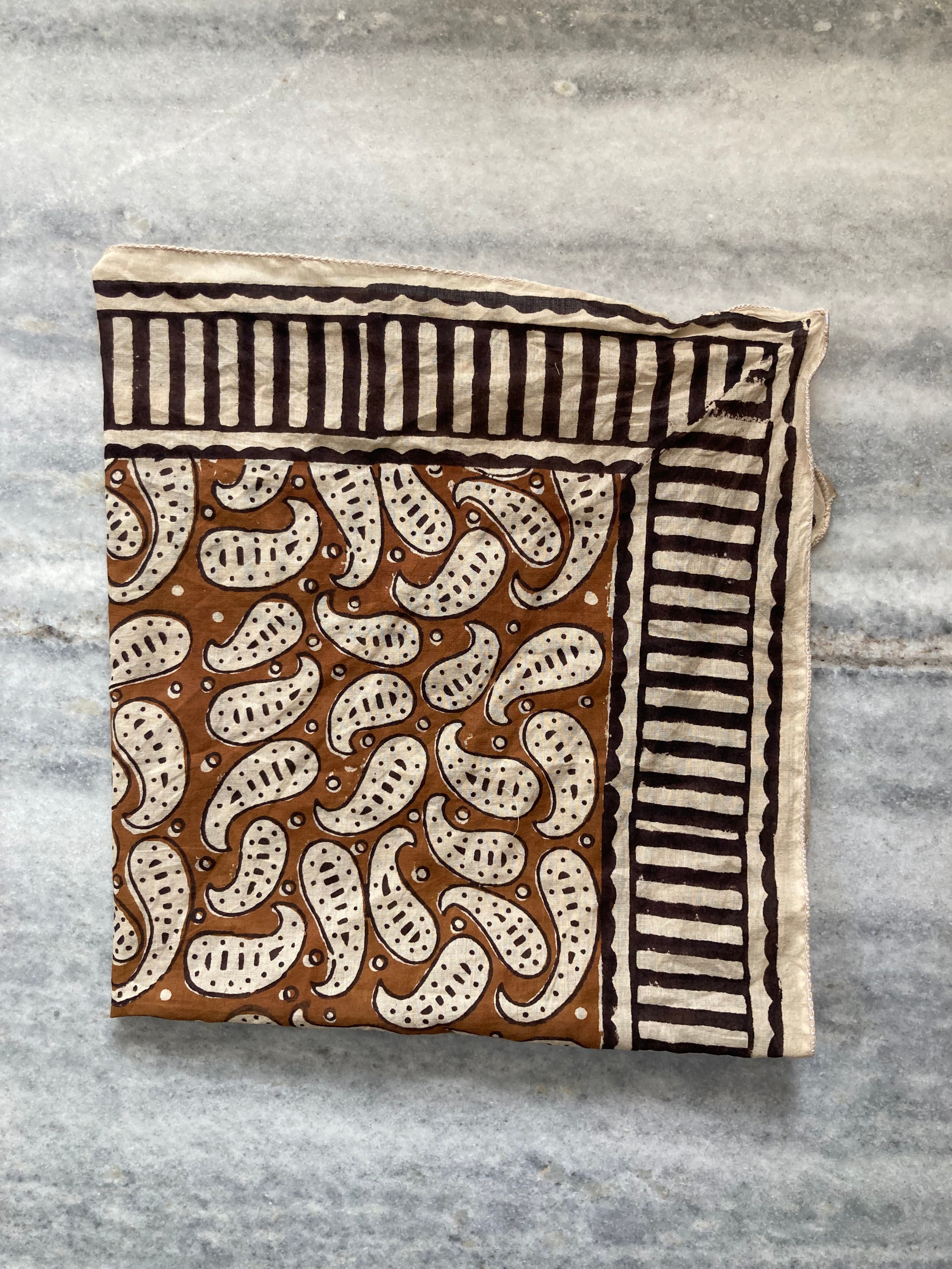 Hand Block Printed Cotton Bandana: Natural Dye Neckerchief - Made in India