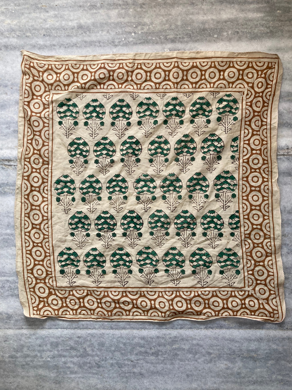 Hand Block Printed Cotton Bandana: Natural Dye Neckerchief - Made in India