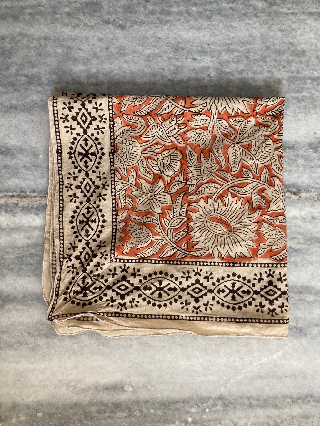 Hand Block Printed Cotton Bandana: Natural Dye Neckerchief - Made in India