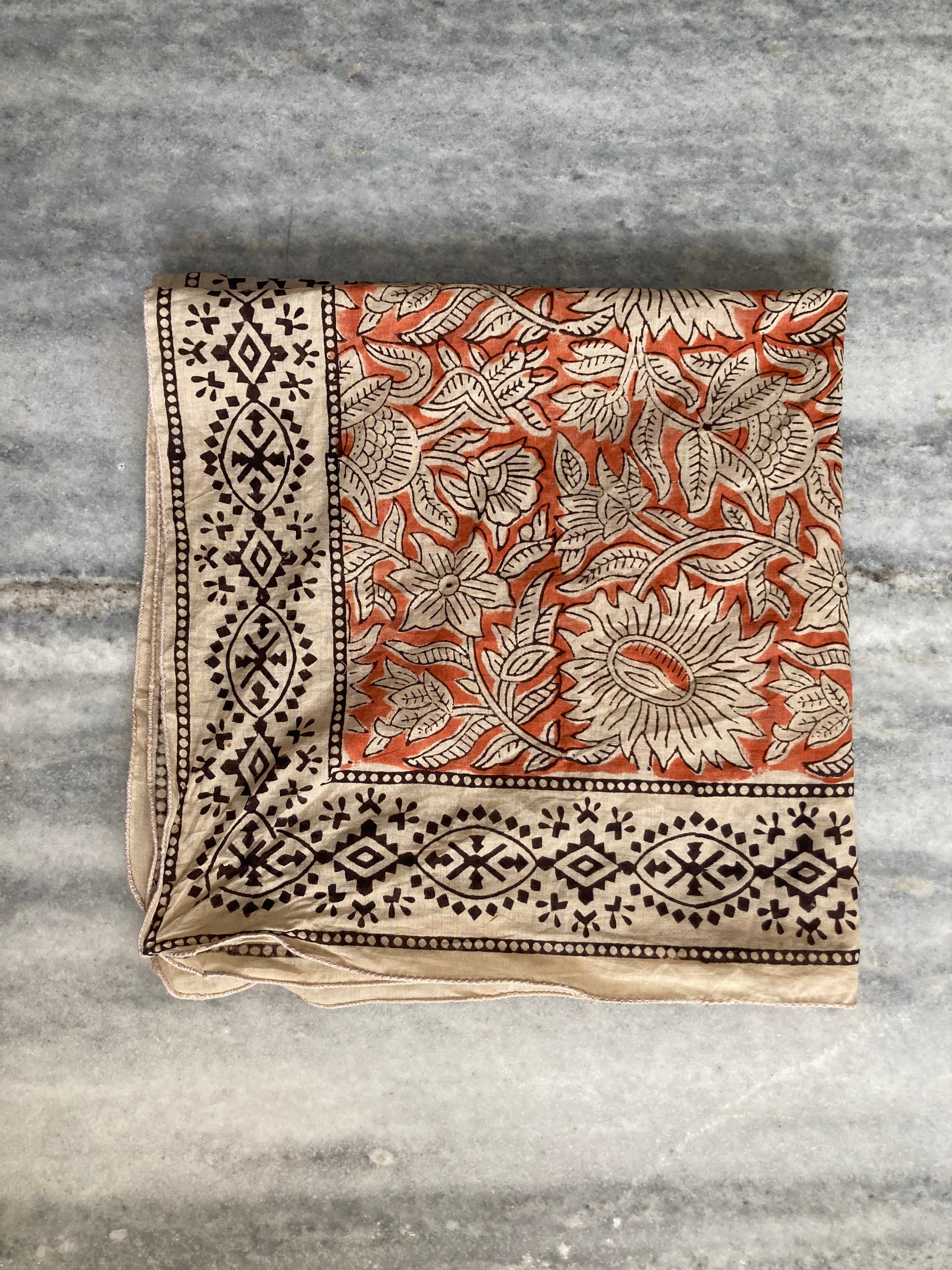 Hand Block Printed Cotton Bandana: Natural Dye Neckerchief - Made in India