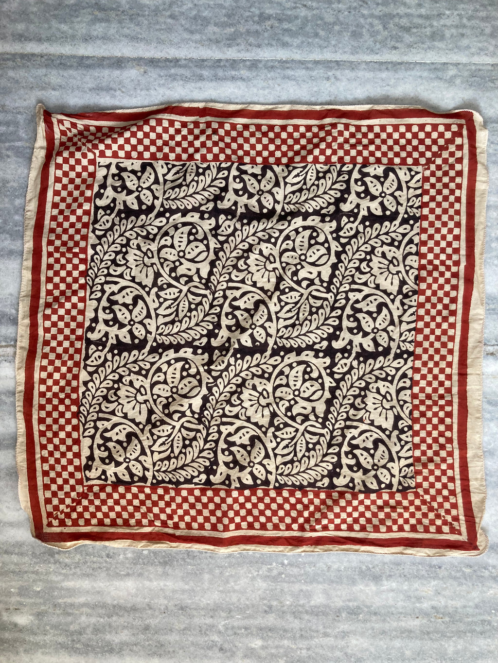 Hand Block Printed Cotton Bandana: Natural Dye Neckerchief - Made in India
