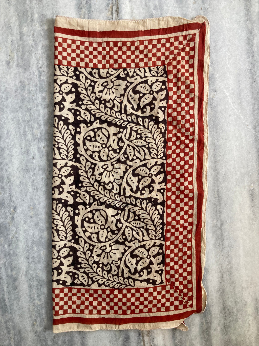 Hand Block Printed Cotton Bandana: Natural Dye Neckerchief - Made in India